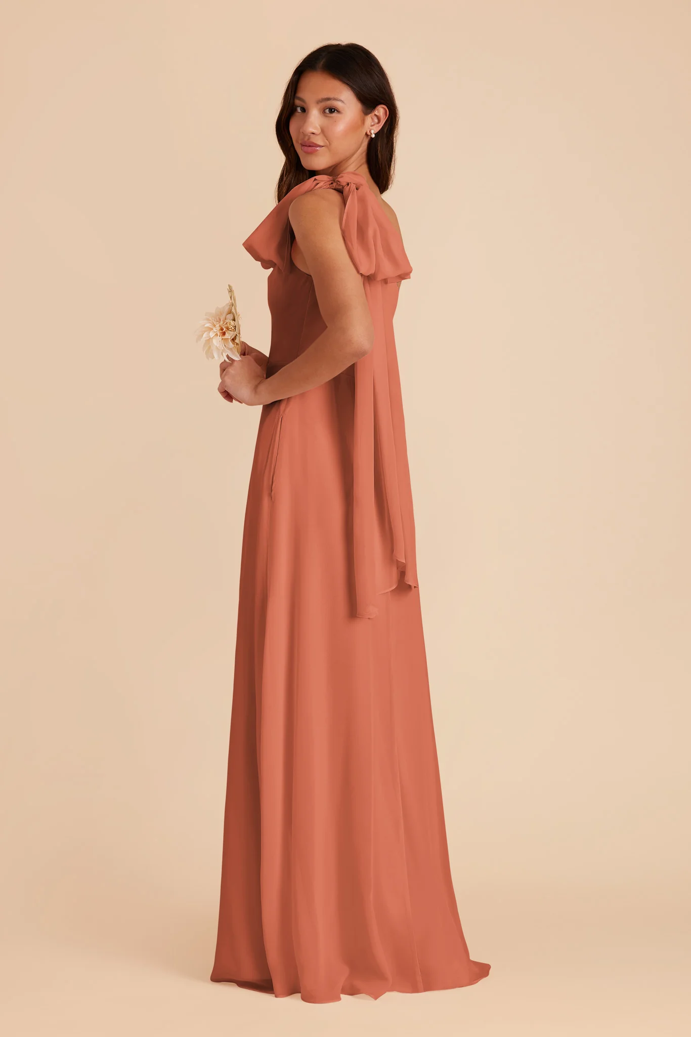 Melissa Chiffon Dress - Terracotta - Image 7