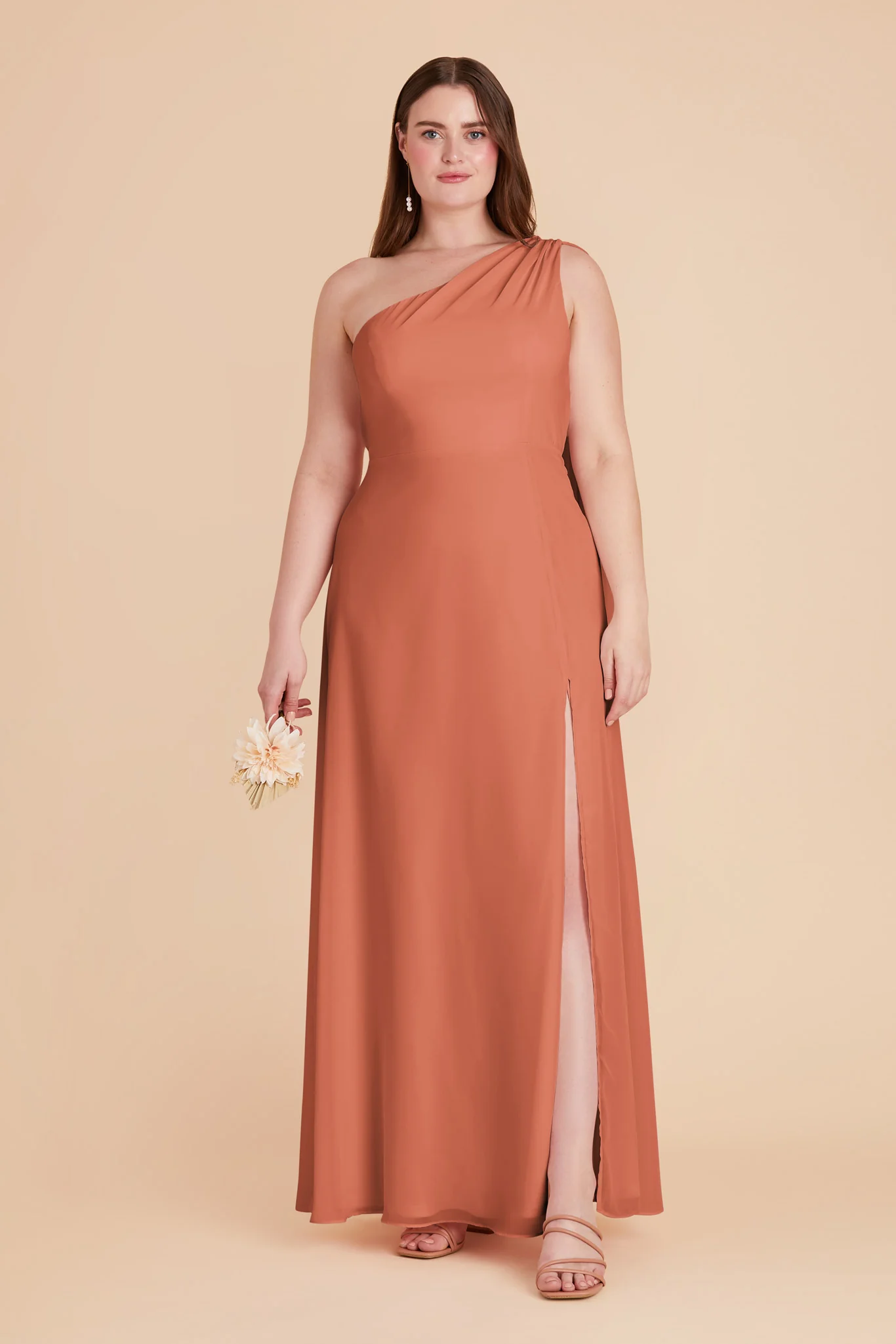 Melissa Chiffon Dress - Terracotta - Image 9