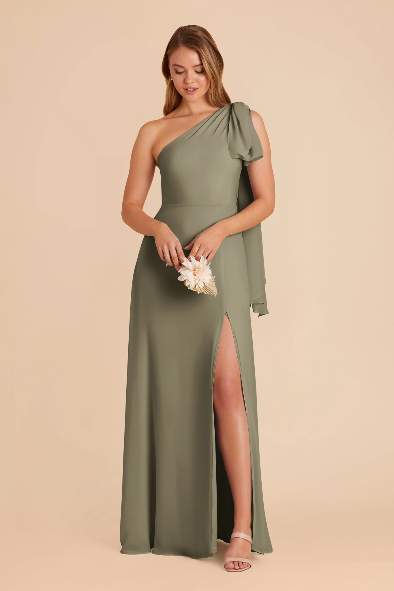 Melissa Chiffon Dress - Thyme - Image 2