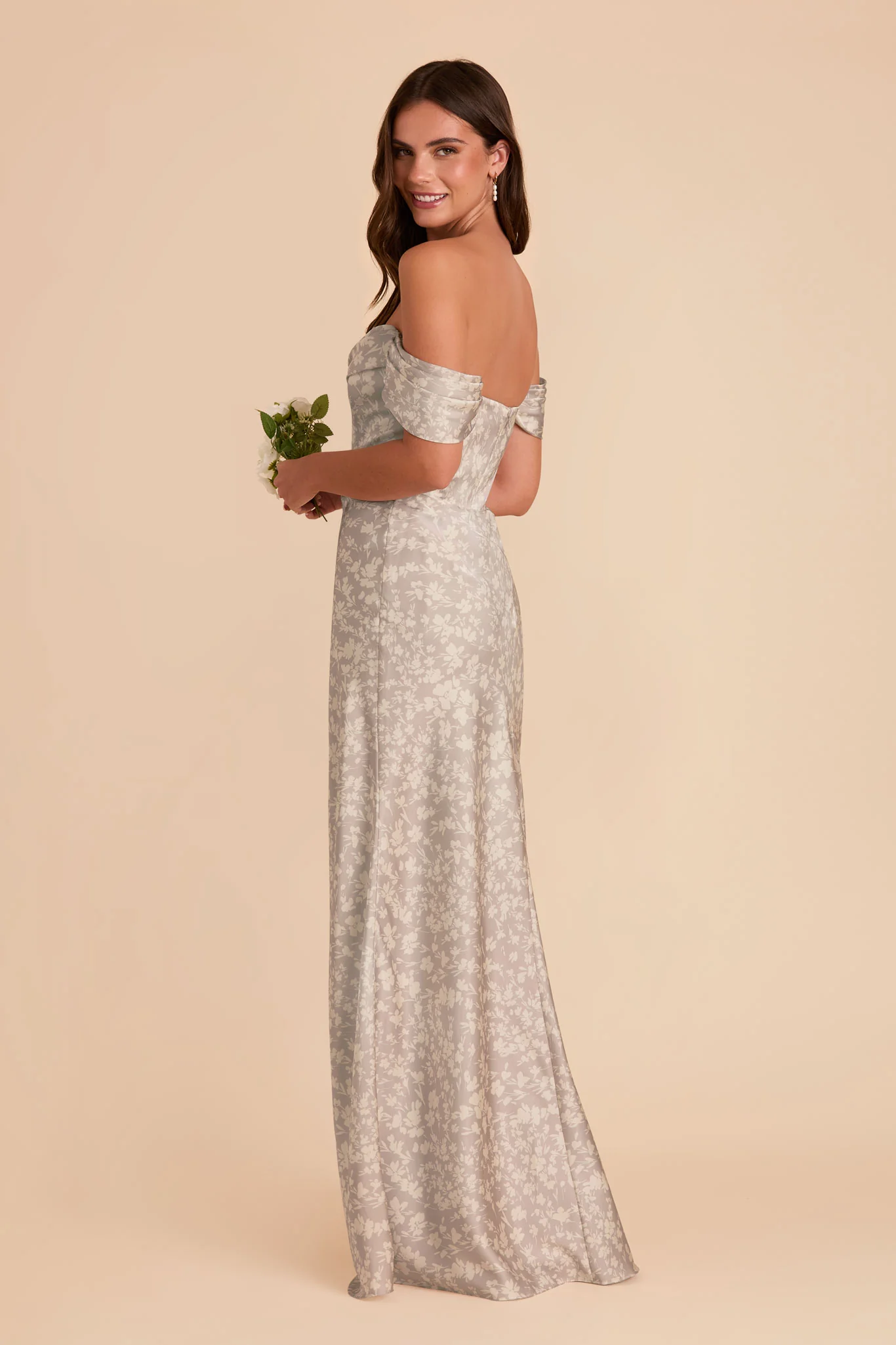 Mia Matte Satin Dress - Almond Dreamy Floral - Image 5