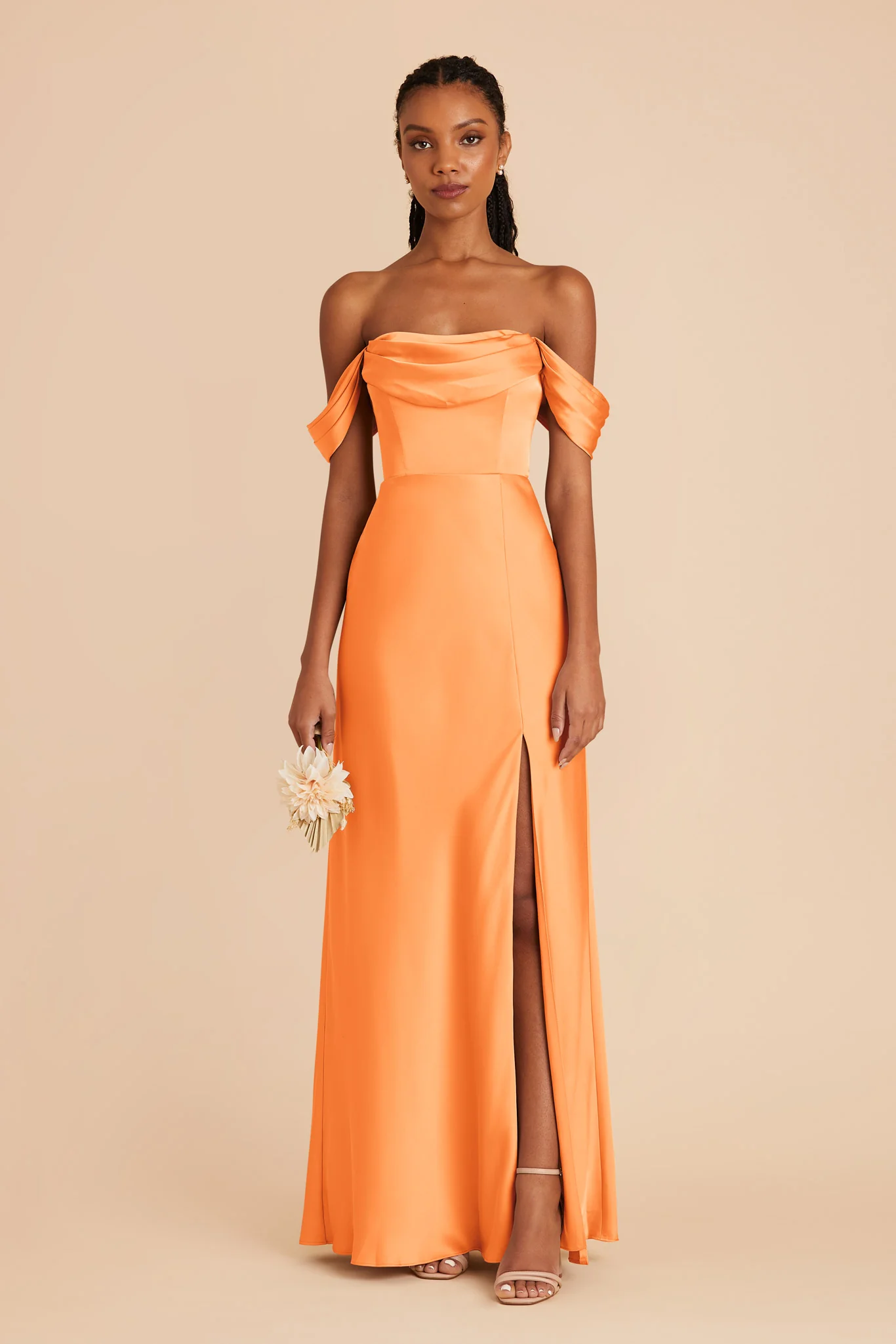 Mia Matte Satin Dress - Apricot