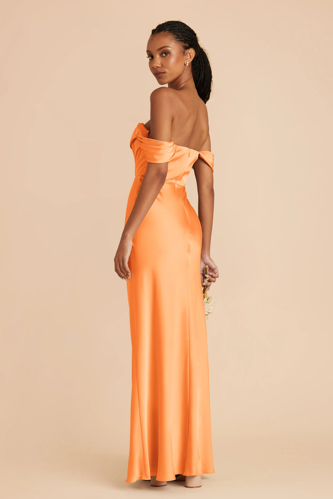 Mia Matte Satin Dress - Apricot - Image 4