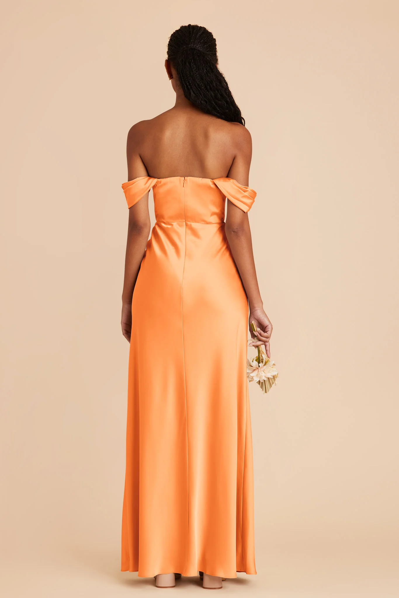 Mia Matte Satin Dress - Apricot - Image 5