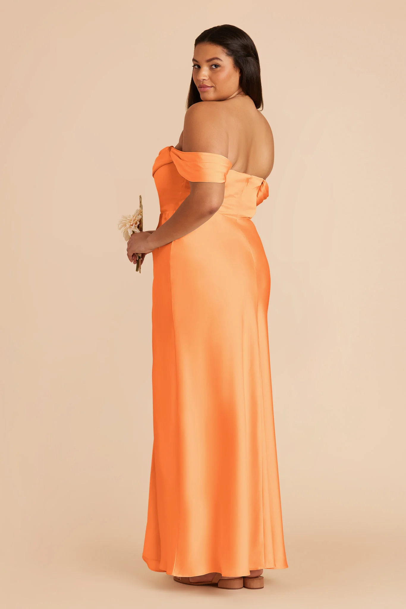 Mia Matte Satin Dress - Apricot - Image 8