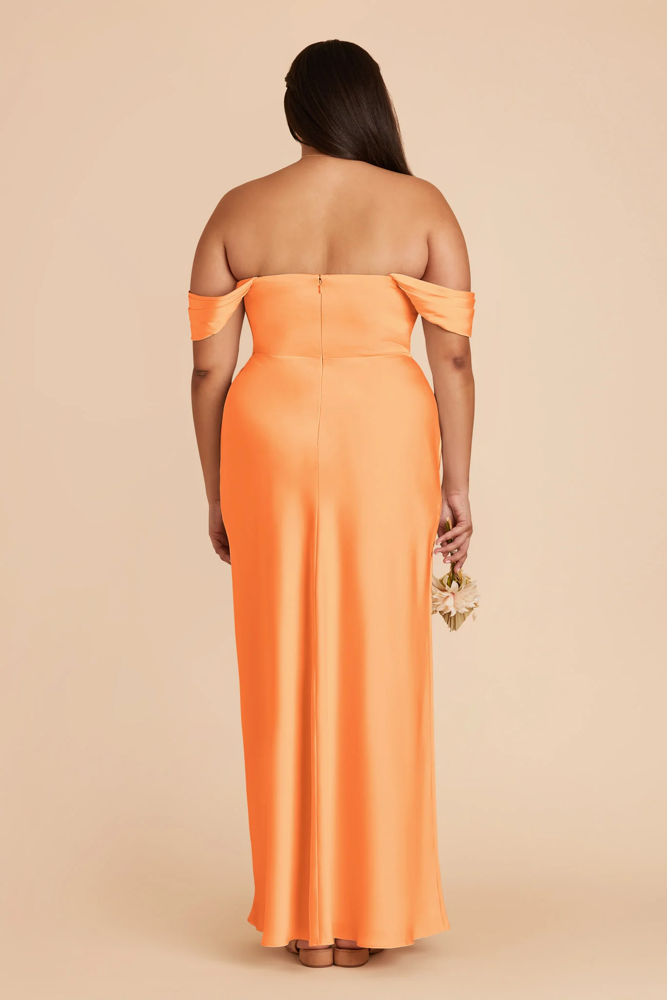 Mia Matte Satin Dress - Apricot - Image 9