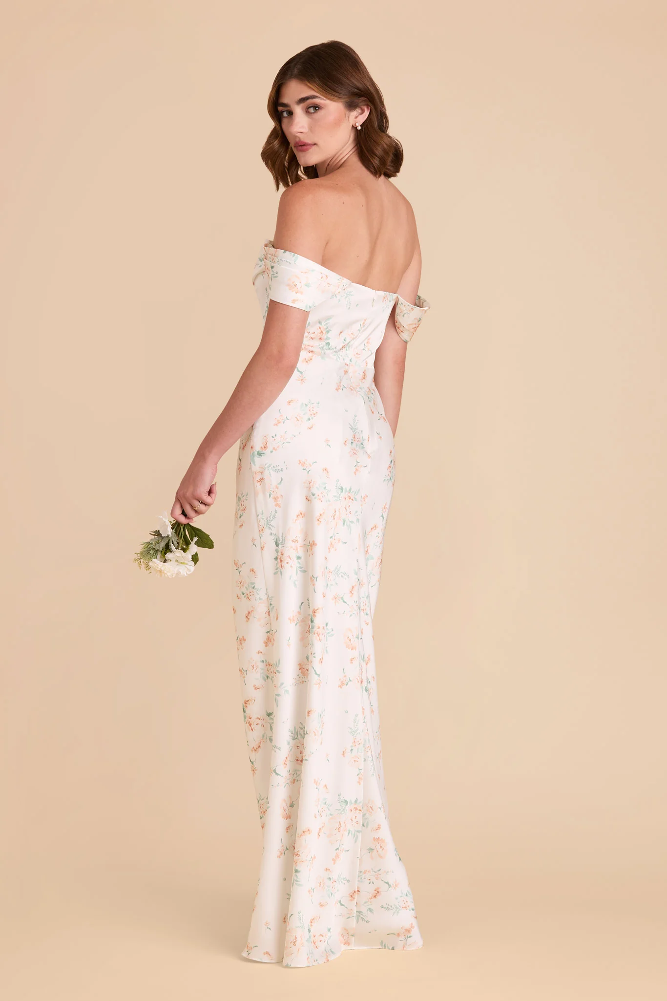 Mia Matte Satin Dress - Apricot Whimsical Blooms - Image 6