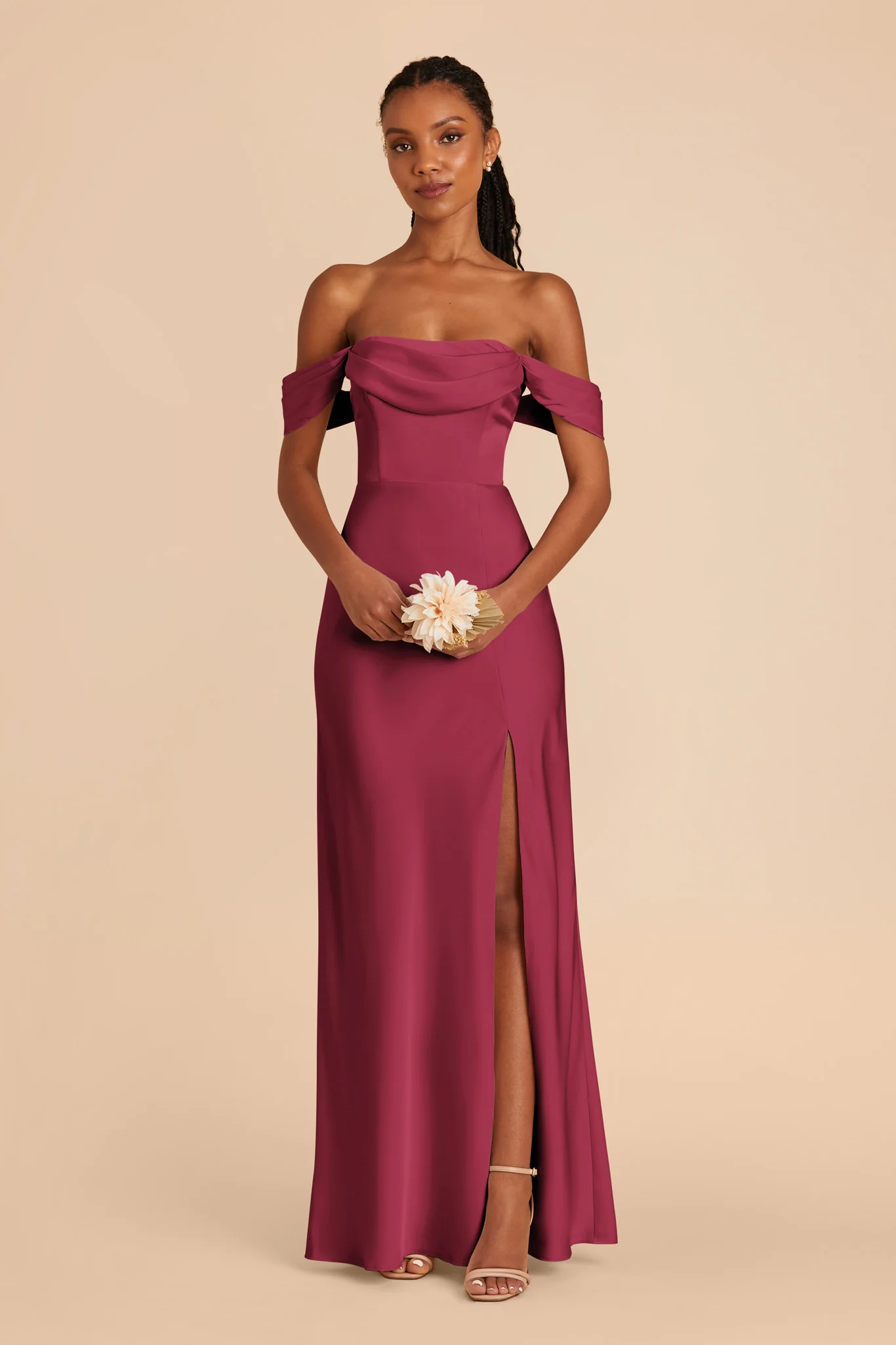 Mia Matte Satin Dress - Berry