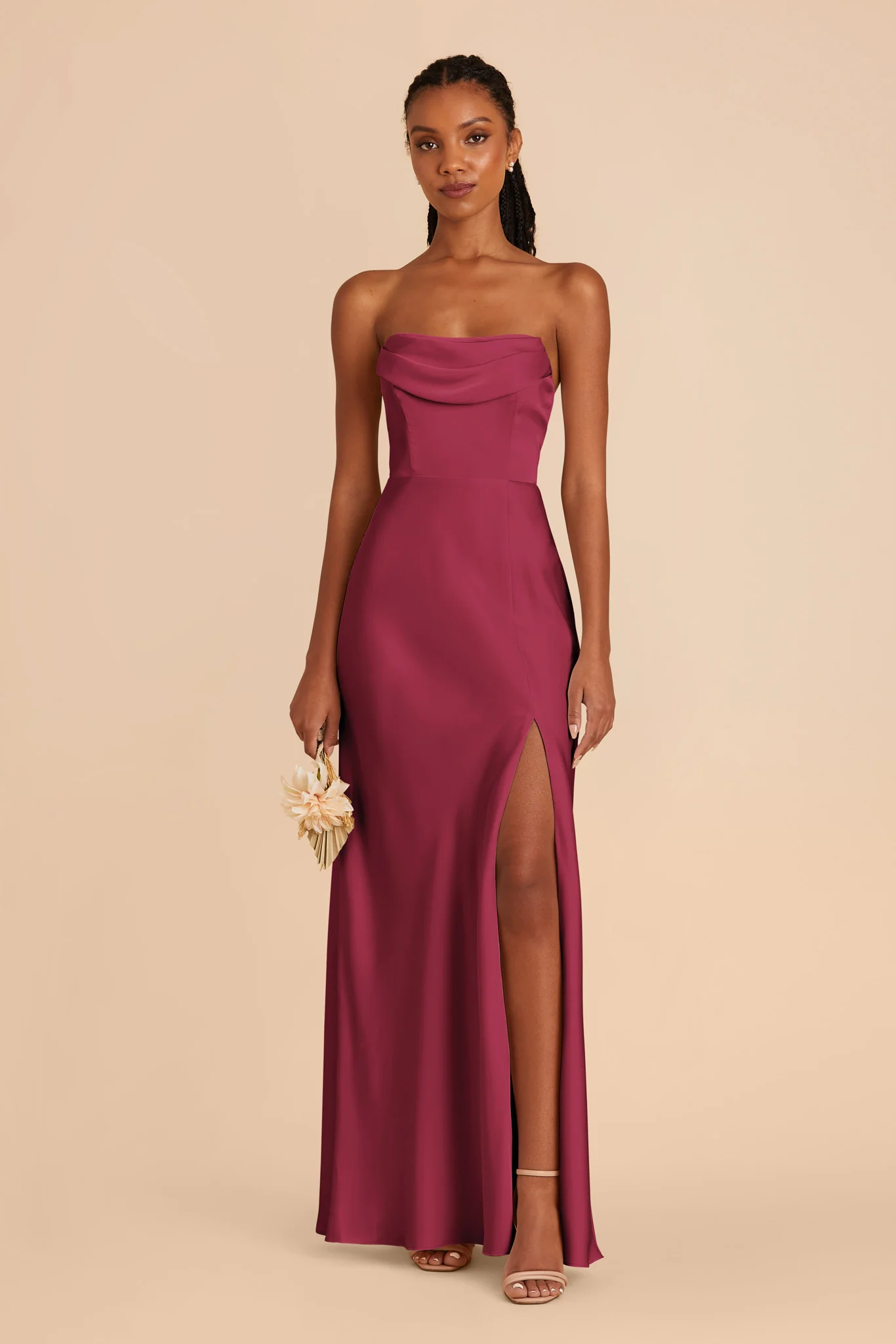 Mia Matte Satin Dress - Berry - Image 3