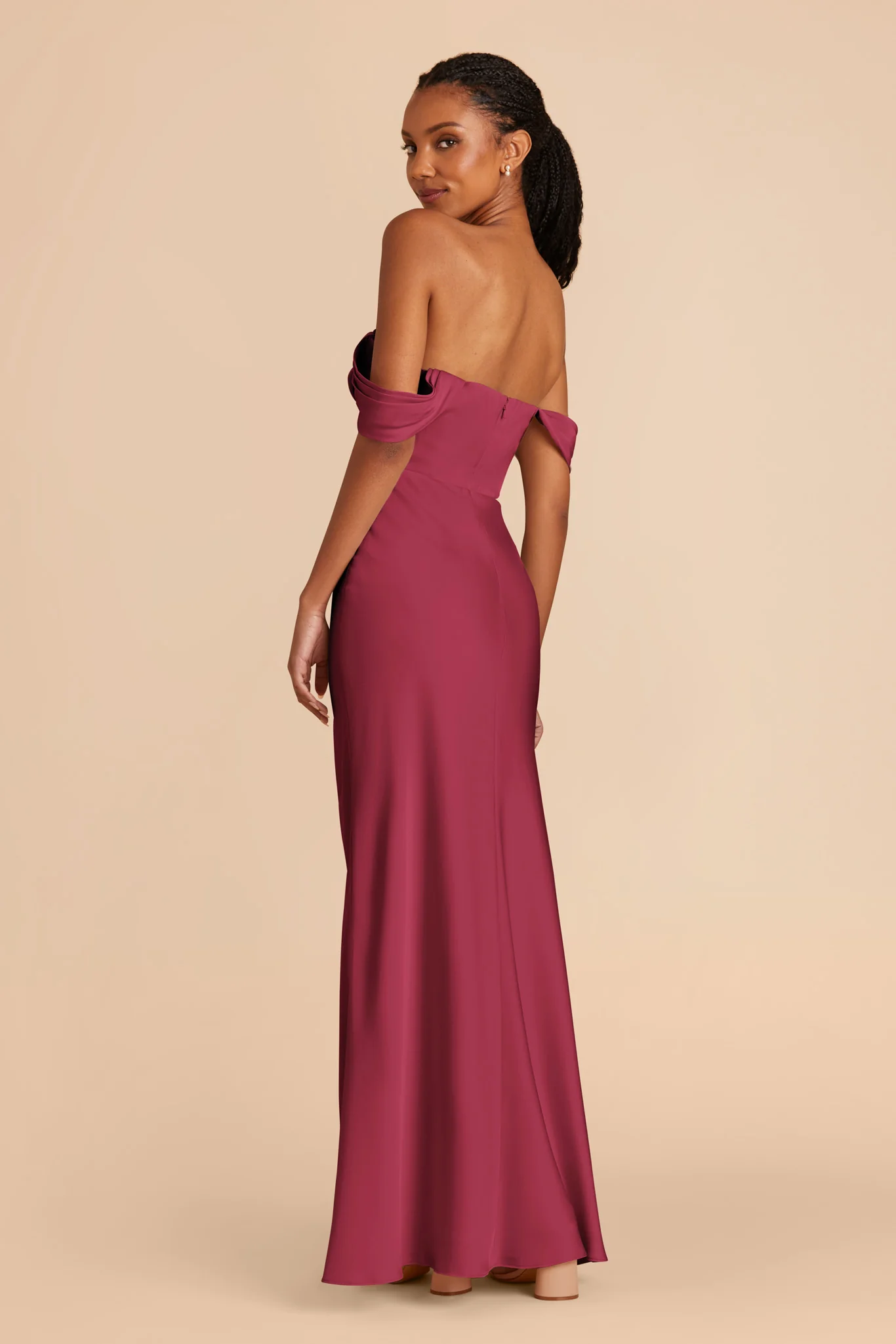 Mia Matte Satin Dress - Berry - Image 6