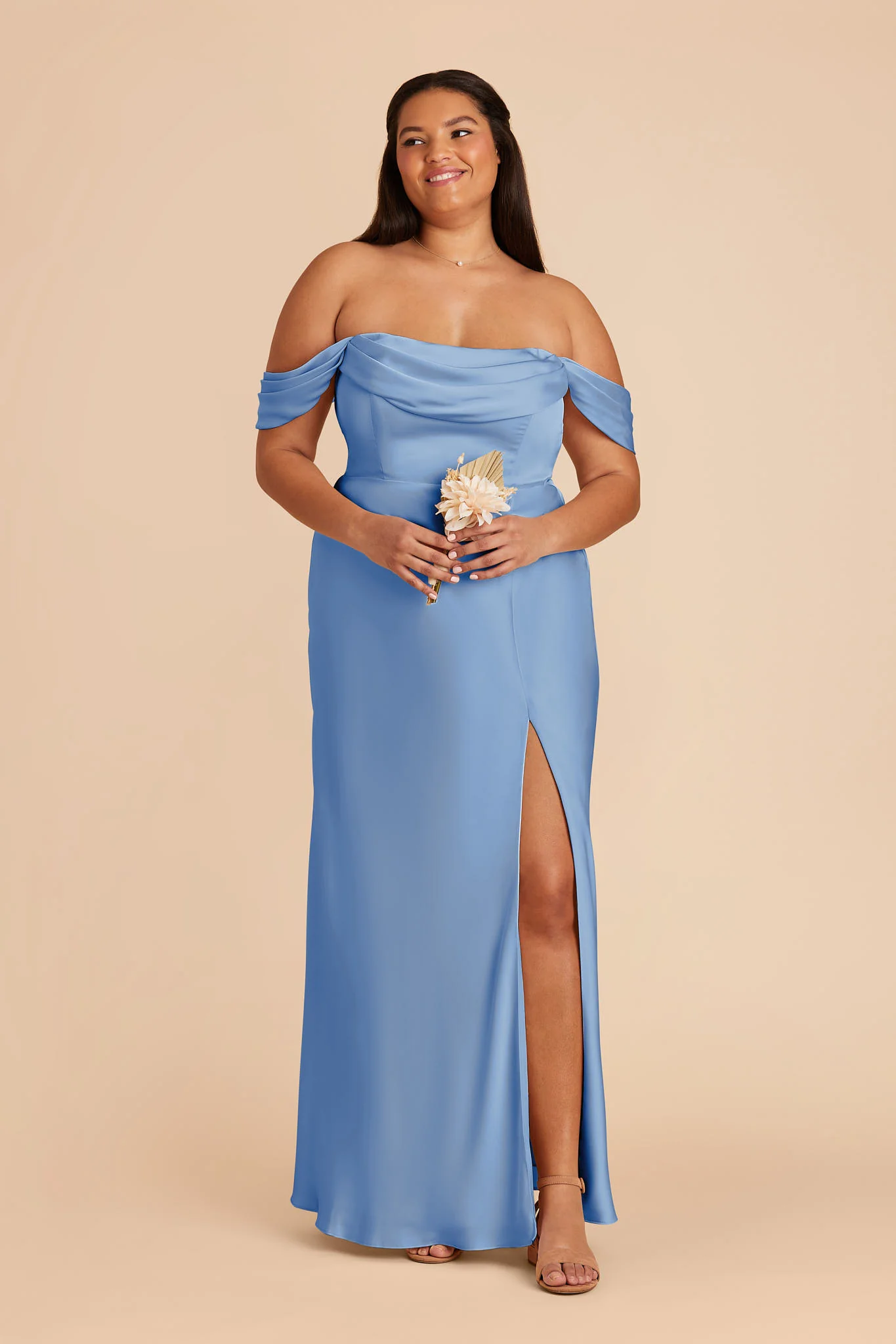 Mia Matte Satin Dress - Bluebell - Image 2