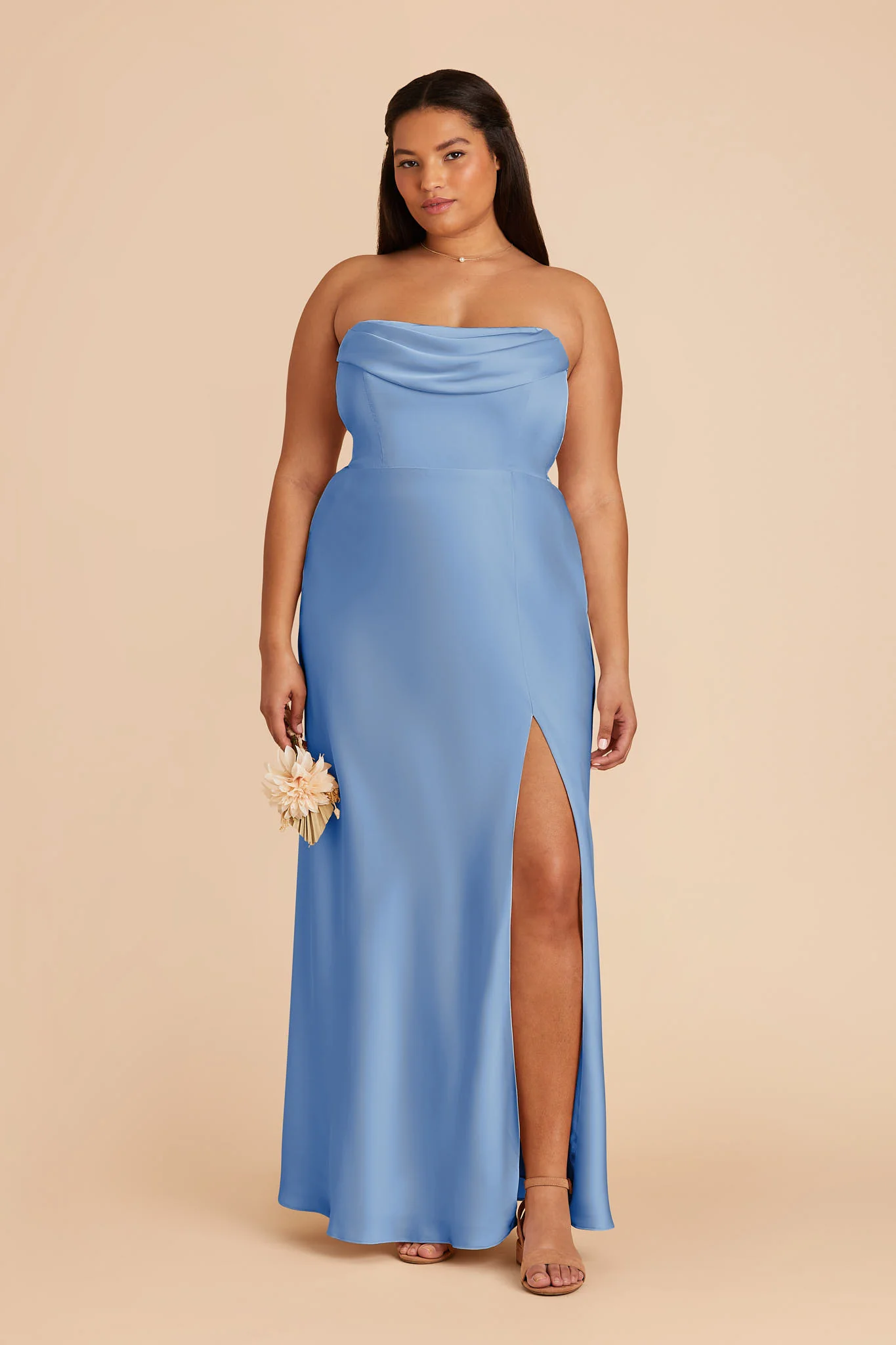 Mia Matte Satin Dress - Bluebell - Image 7