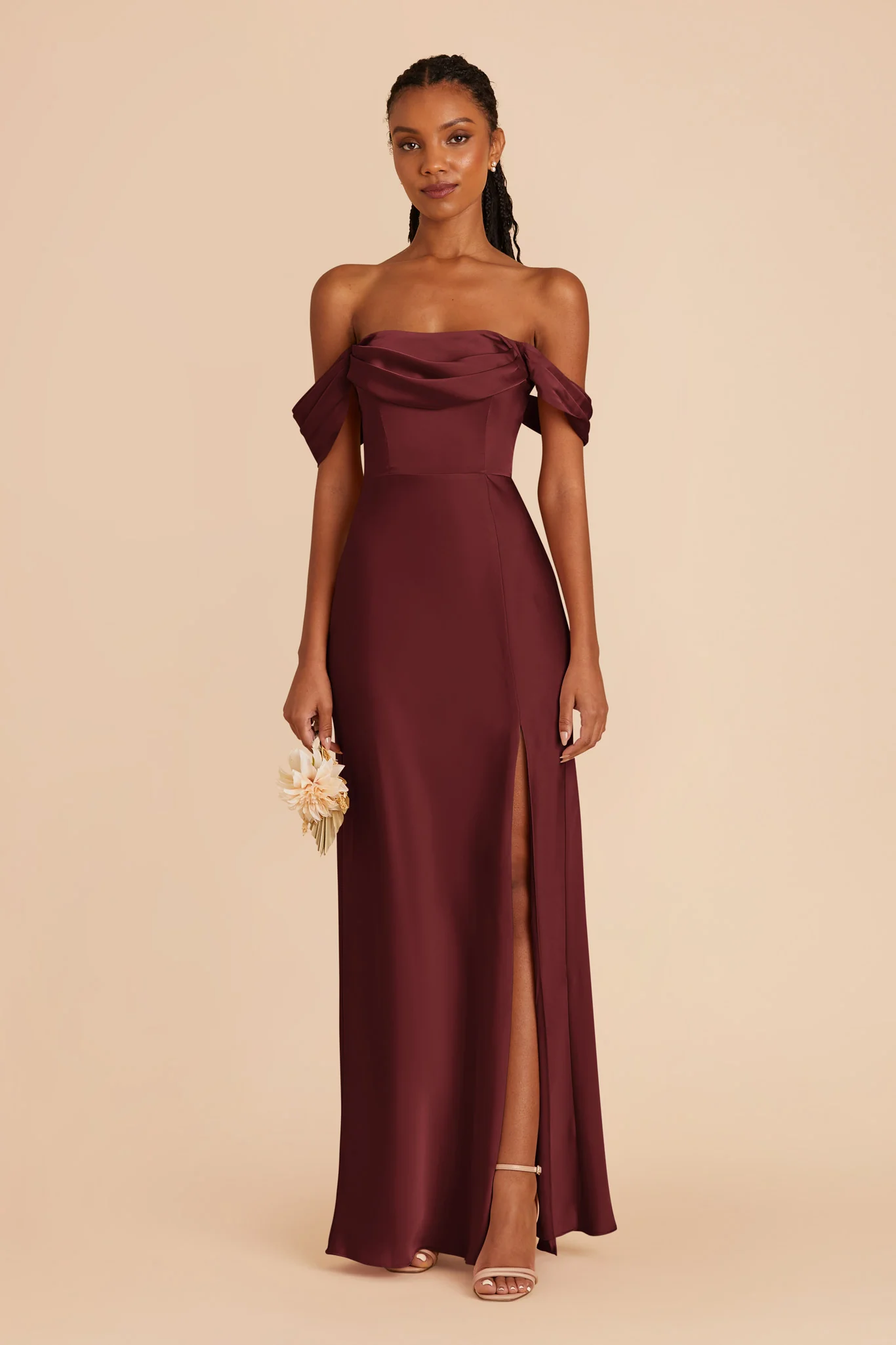 Mia Matte Satin Dress - Cabernet