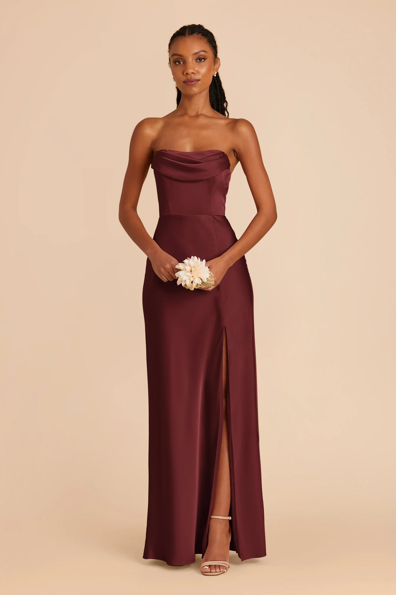 Mia Matte Satin Dress - Cabernet - Image 3