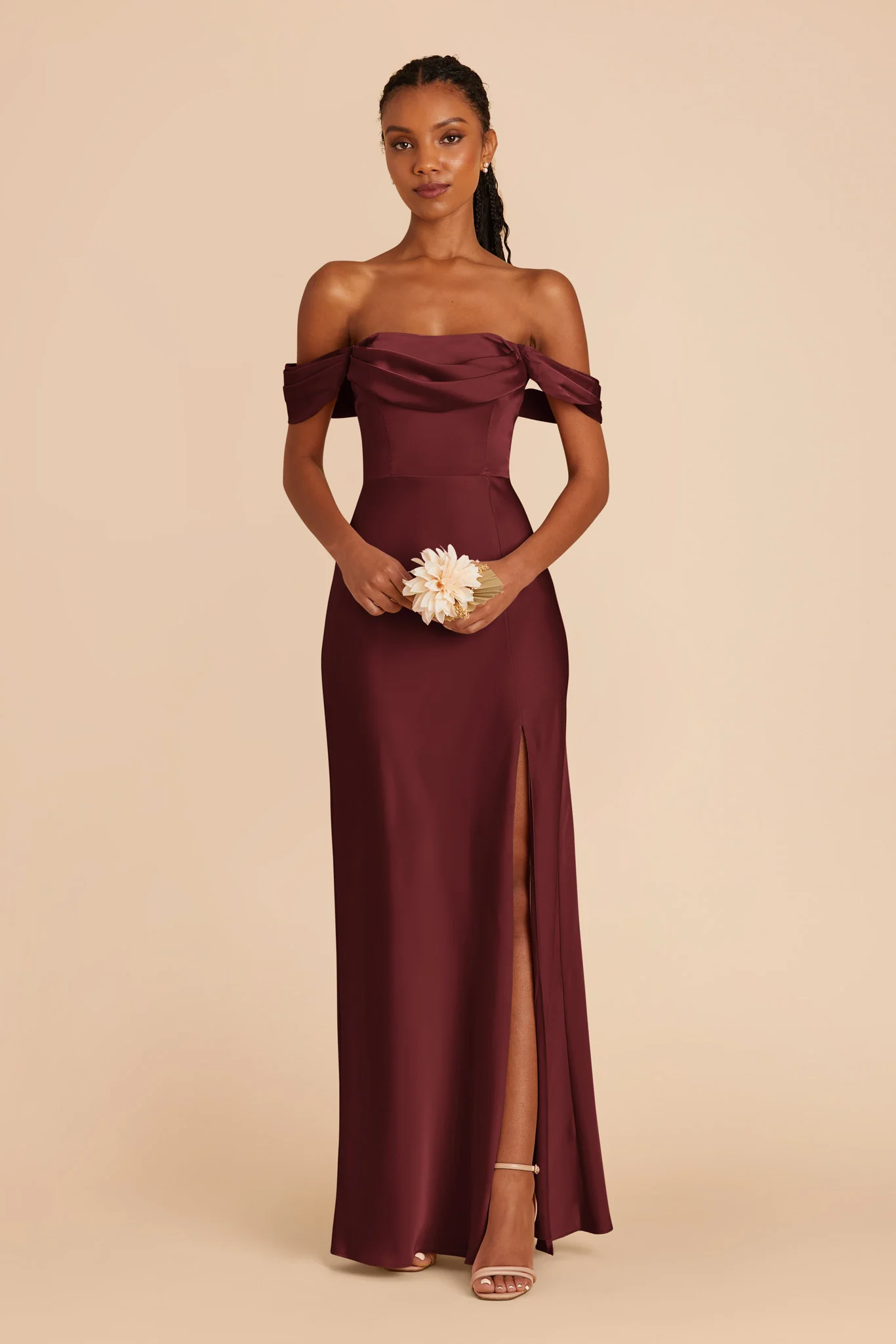 Mia Matte Satin Dress - Cabernet - Image 4