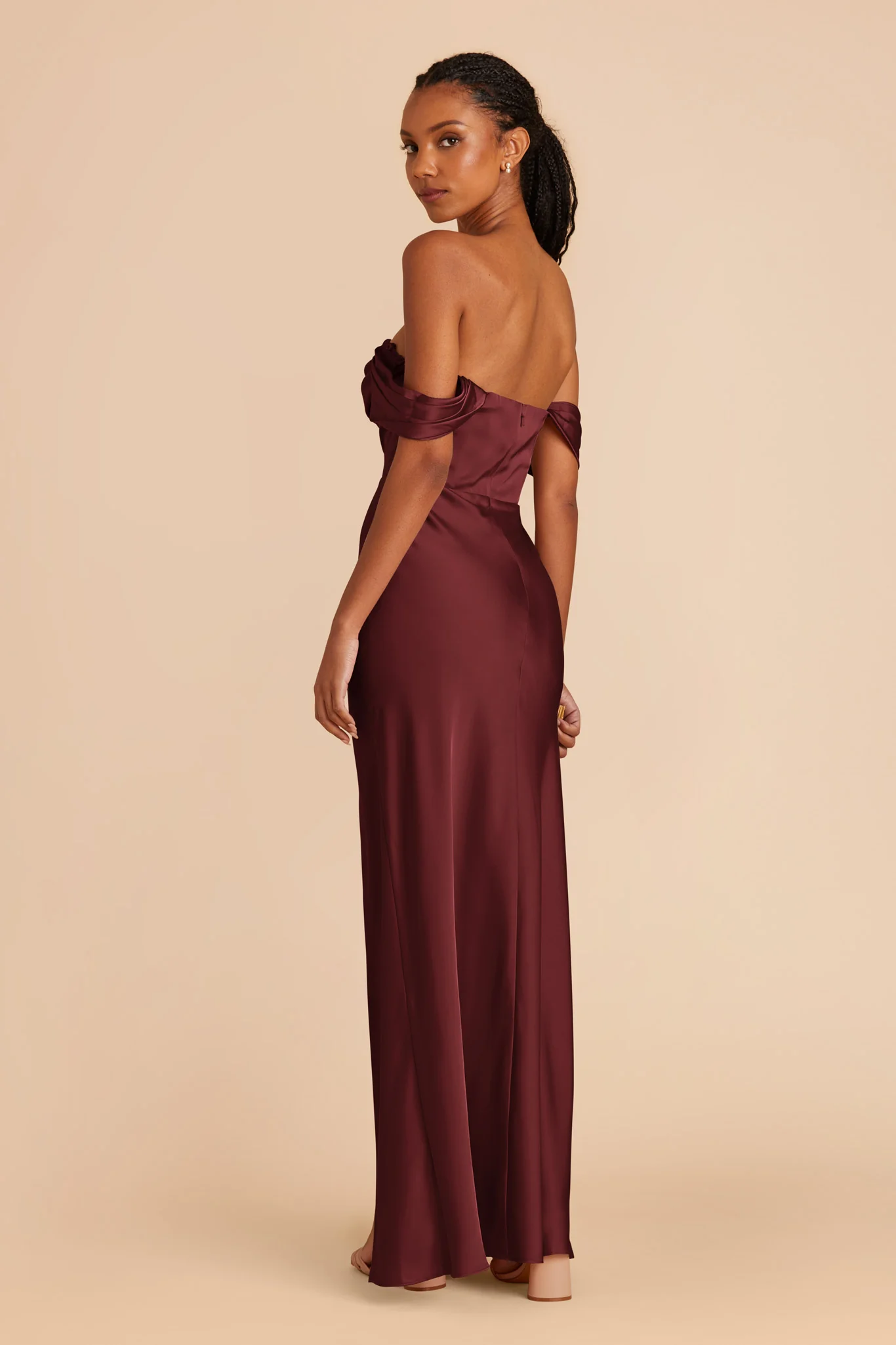 Mia Matte Satin Dress - Cabernet - Image 5