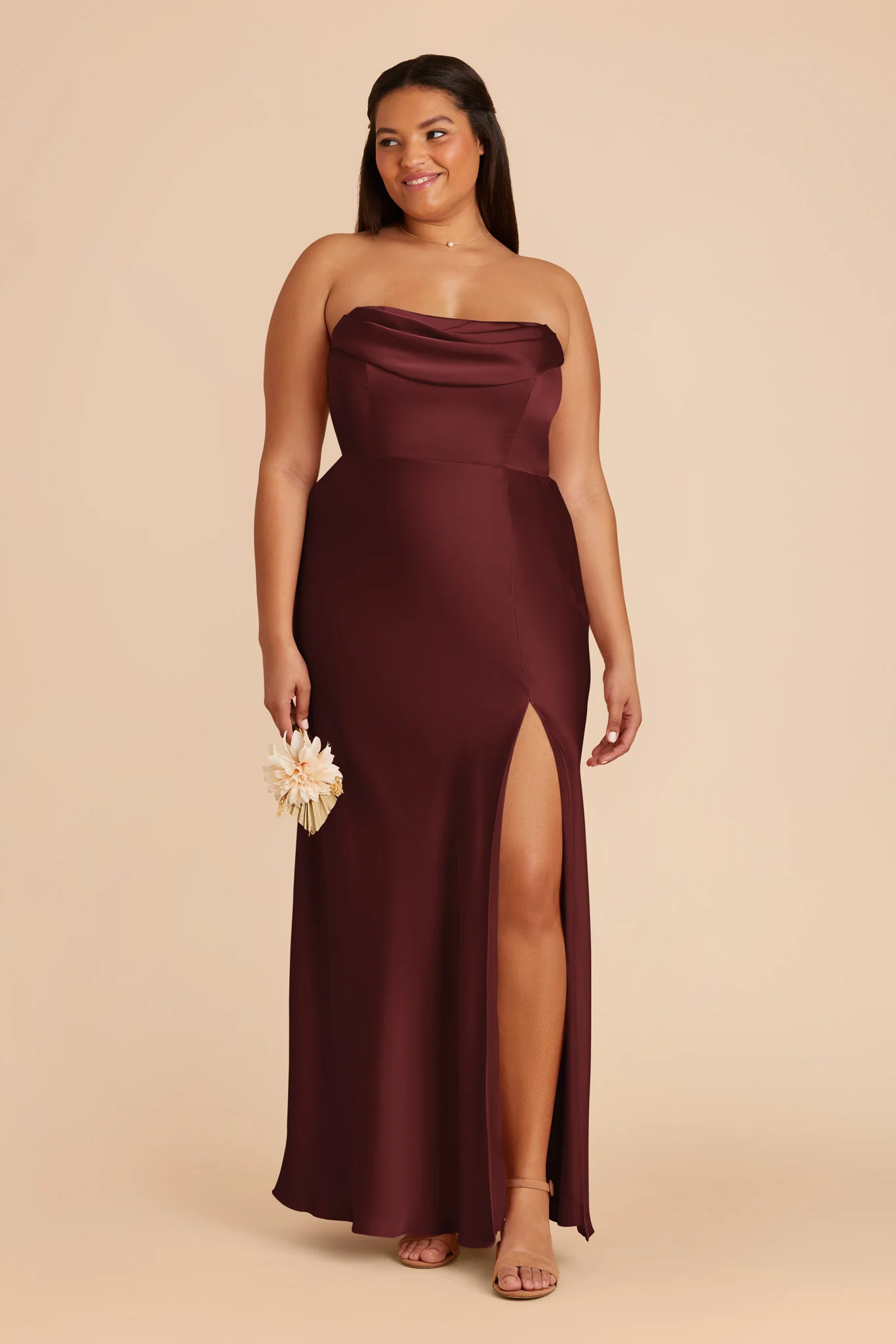 Mia Matte Satin Dress - Cabernet - Image 7