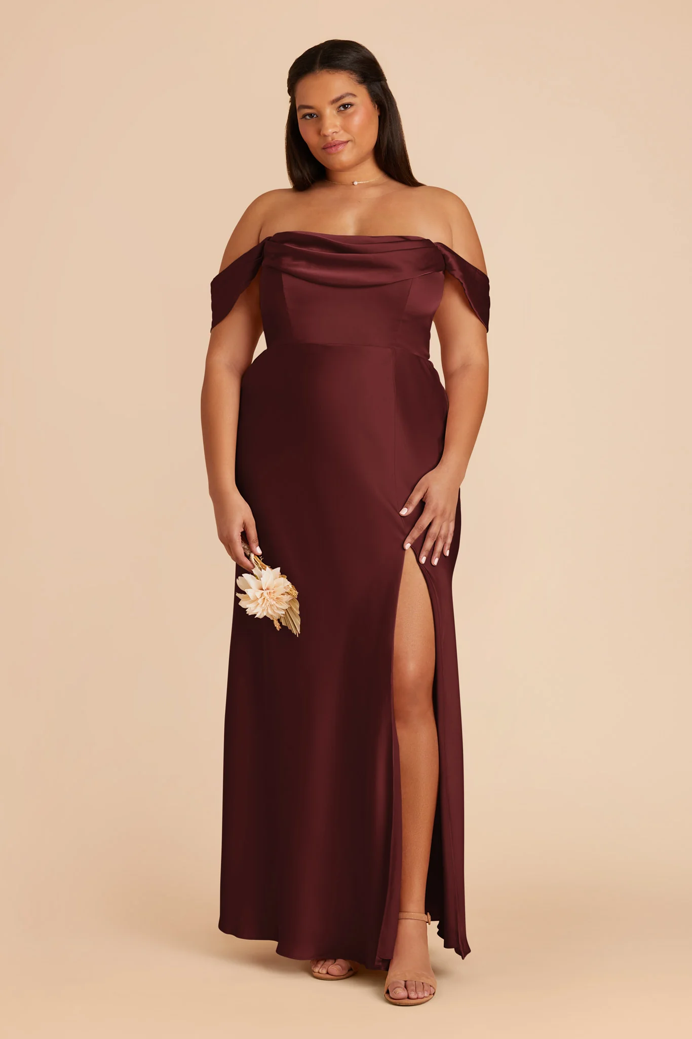 Mia Matte Satin Dress - Cabernet - Image 8
