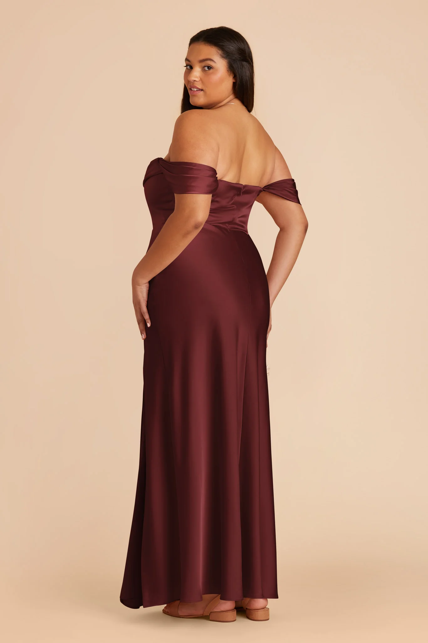 Mia Matte Satin Dress - Cabernet - Image 9