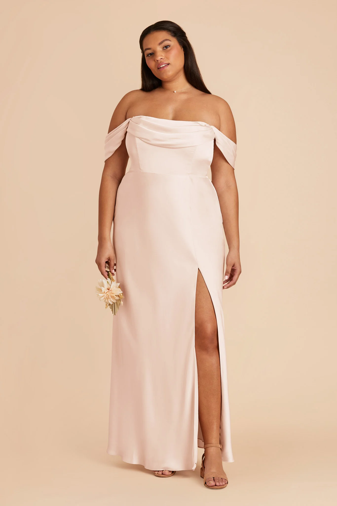 Mia Matte Satin Dress - Champagne - Image 11