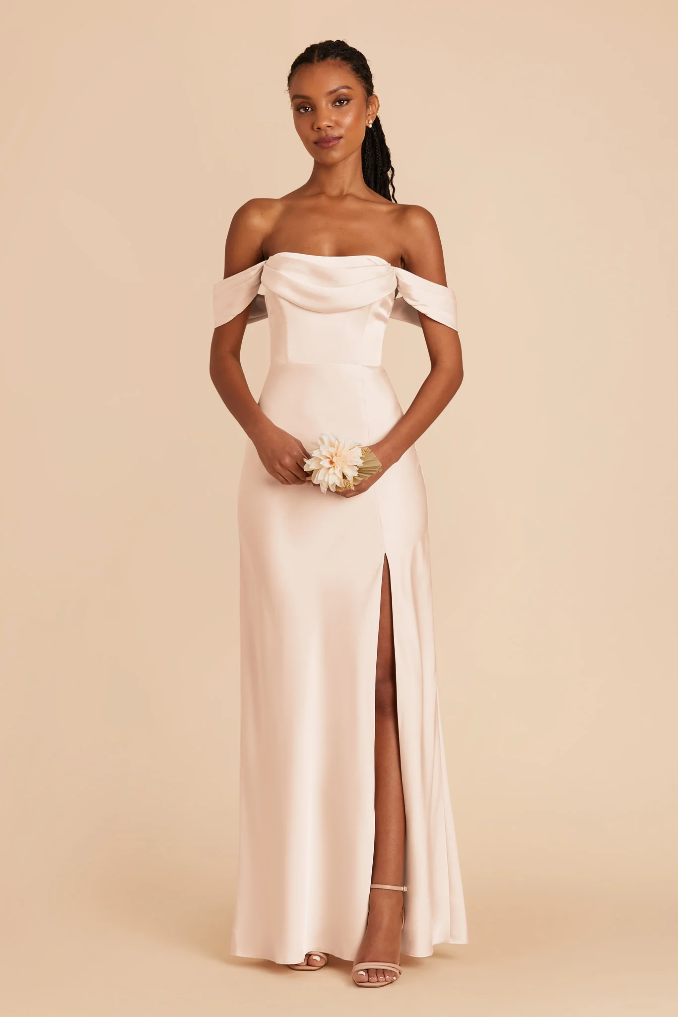 Mia Matte Satin Dress - Champagne - Image 4