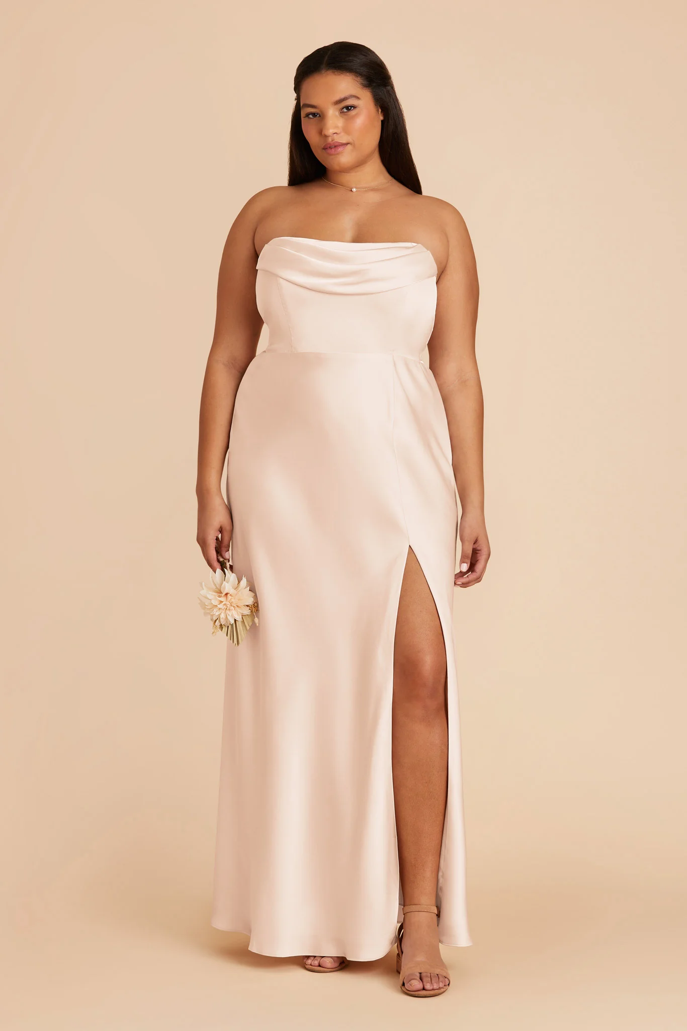 Mia Matte Satin Dress - Champagne - Image 9