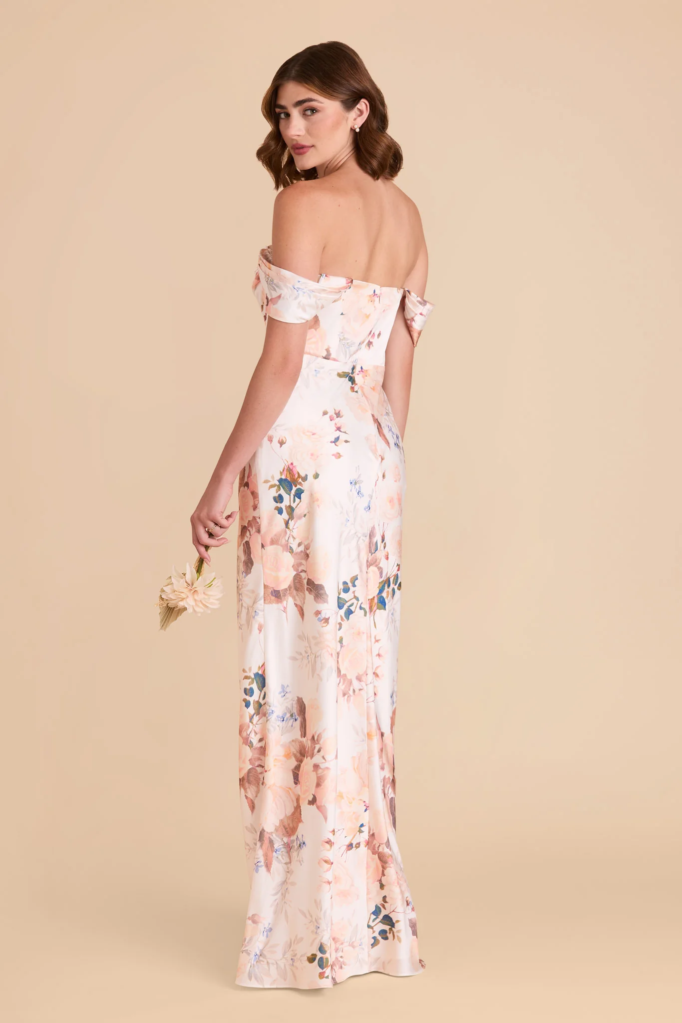 Mia Matte Satin Dress - Champagne Cascadia Bouquet - Image 6