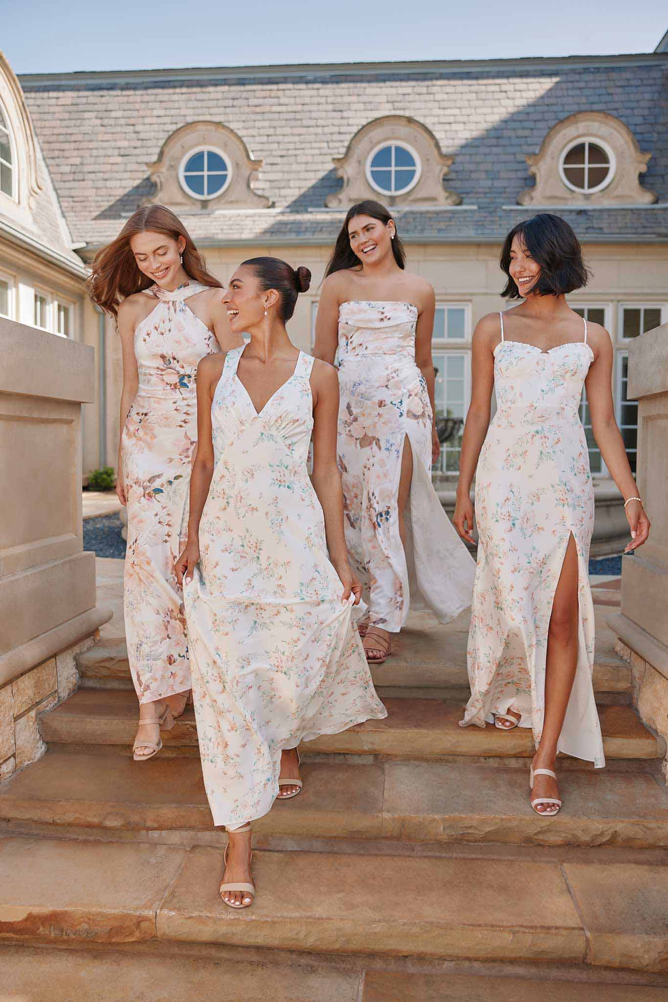 Mia Matte Satin Dress - Champagne Cascadia Bouquet - Image 9