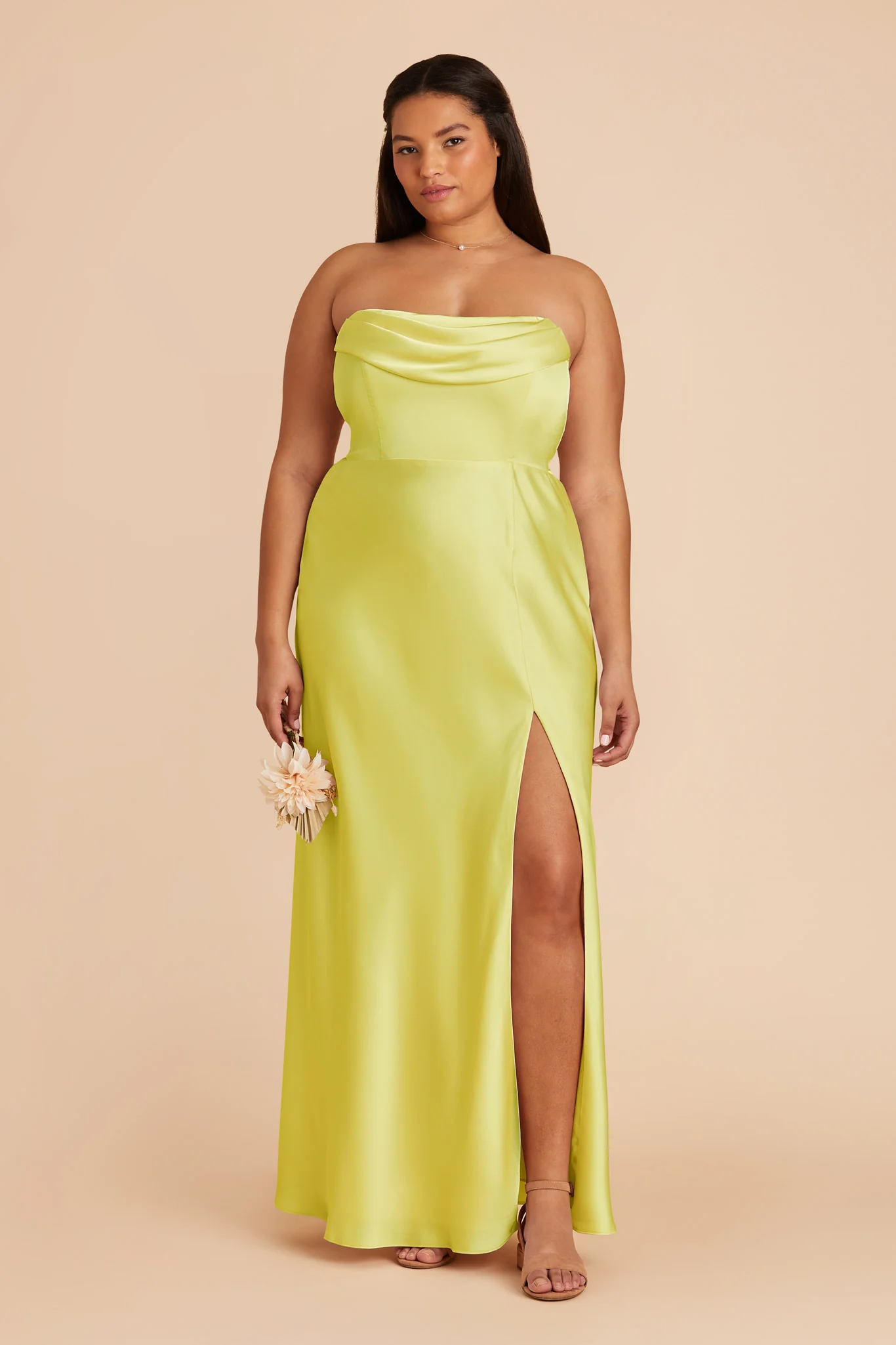 Mia Matte Satin Dress - Chartreuse - Image 10