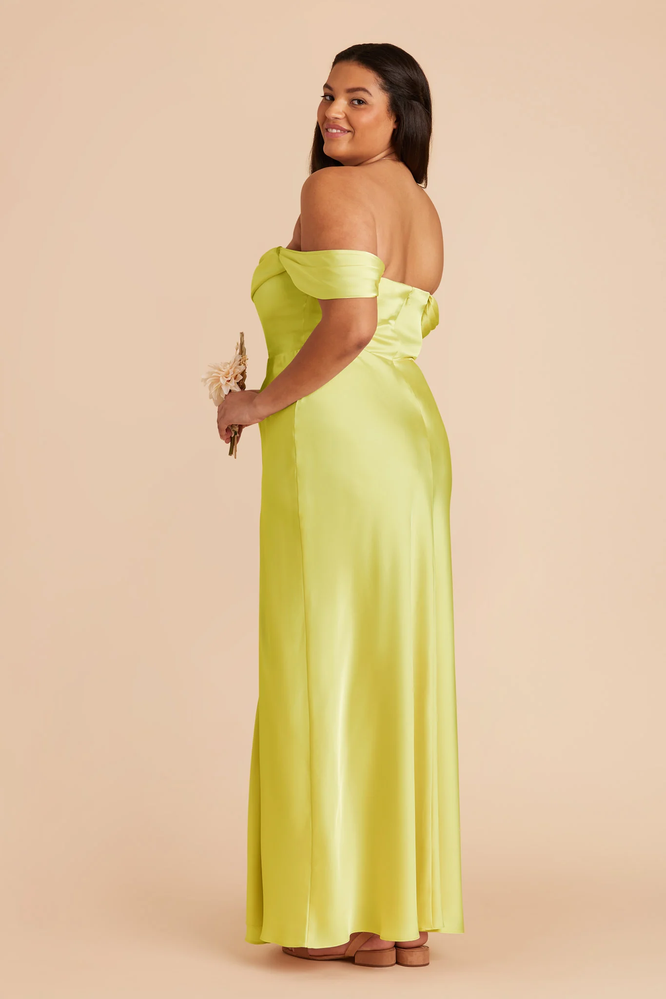 Mia Matte Satin Dress - Chartreuse - Image 11