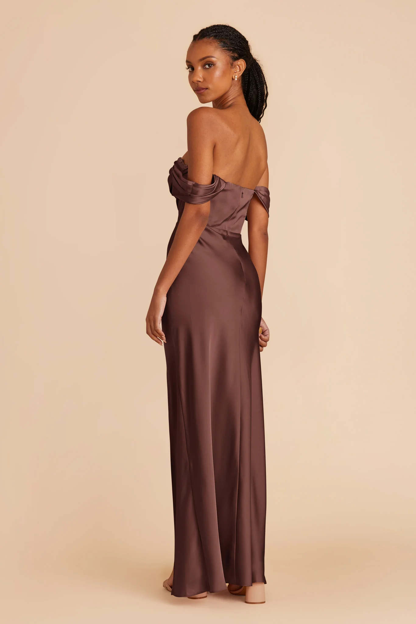 Mia Matte Satin Dress - Chocolate Brown - Image 6