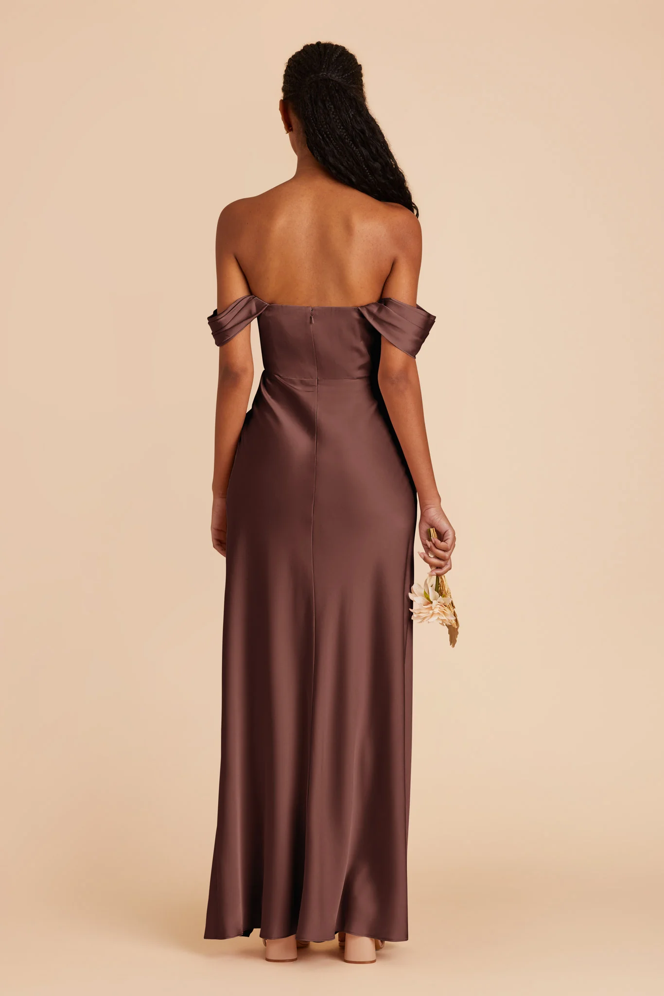 Mia Matte Satin Dress - Chocolate Brown - Image 7
