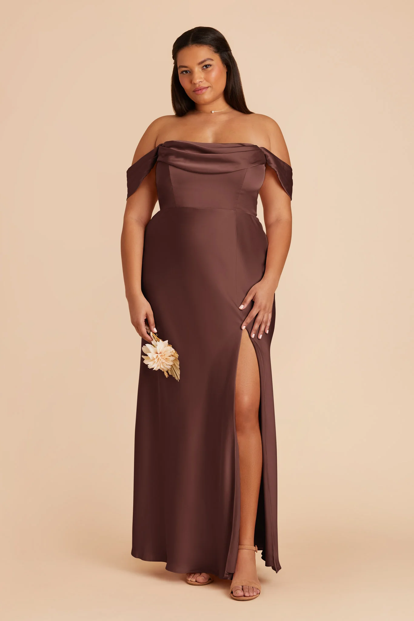Mia Matte Satin Dress - Chocolate Brown - Image 9