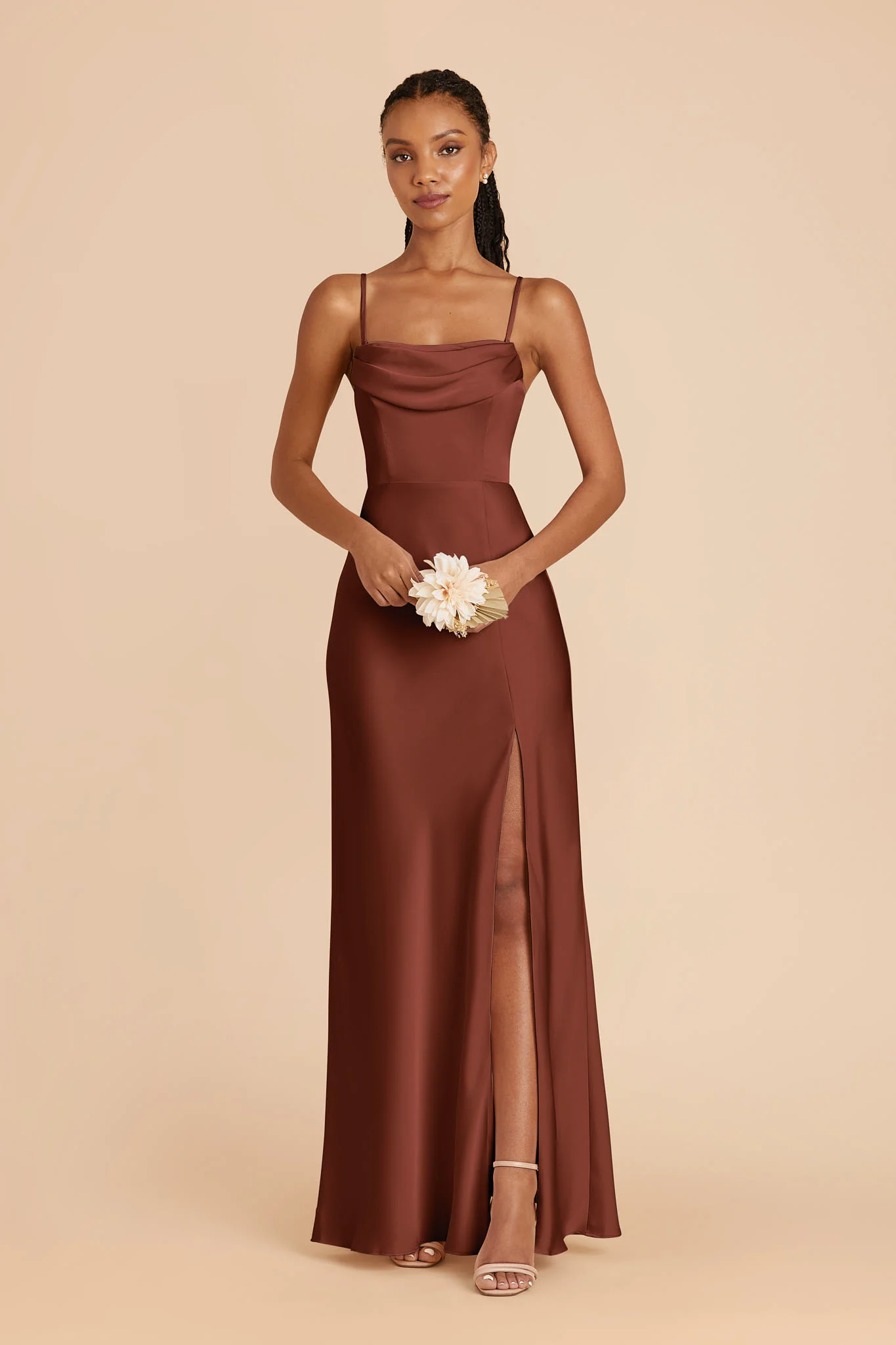 Mia Matte Satin Dress - Cognac - Image 4