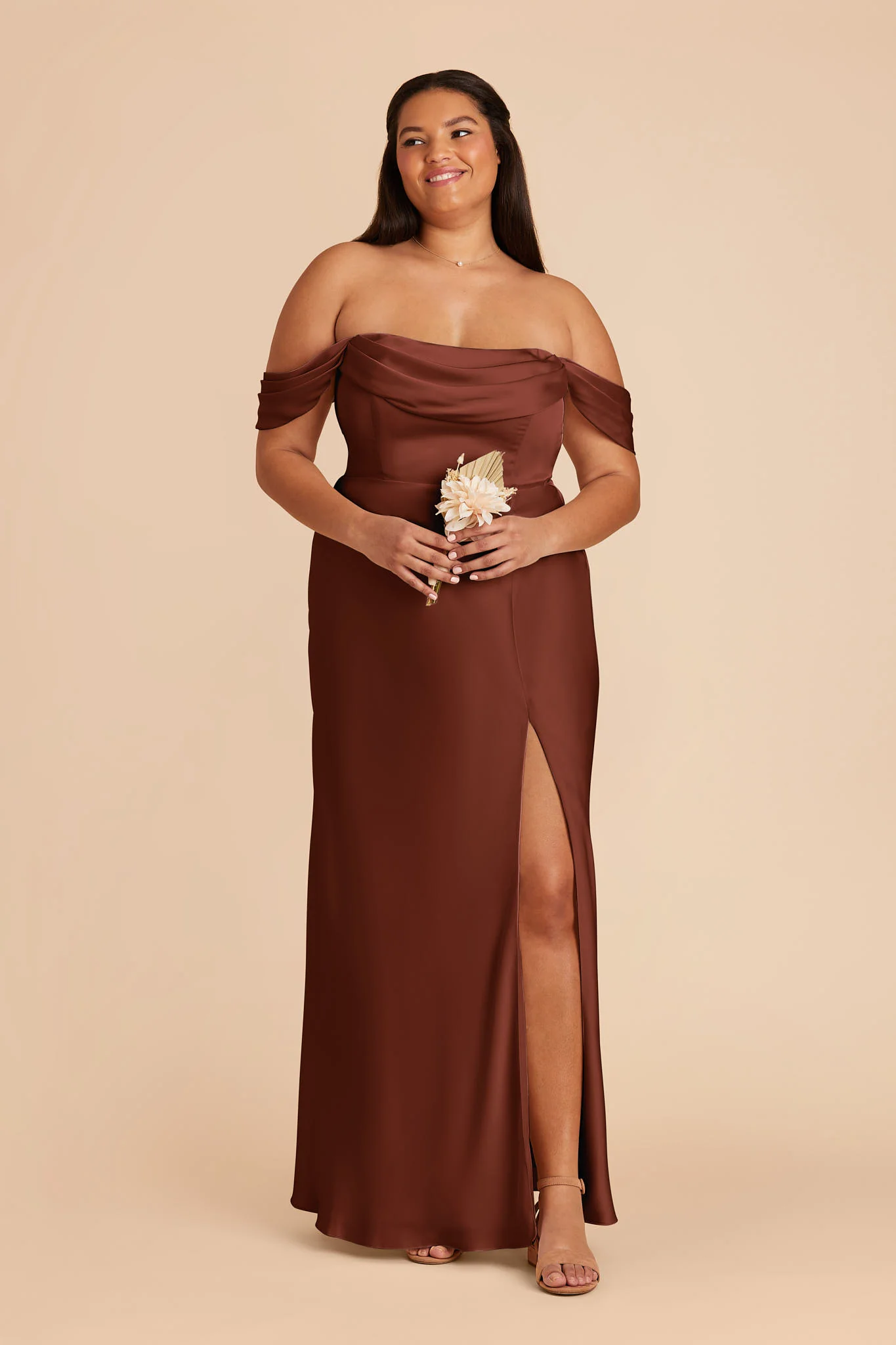 Mia Matte Satin Dress - Cognac - Image 7