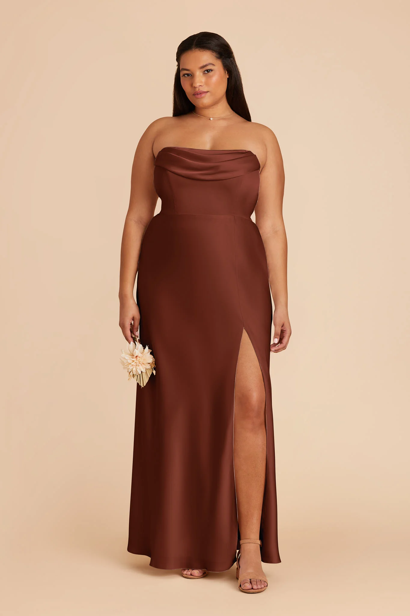 Mia Matte Satin Dress - Cognac - Image 9