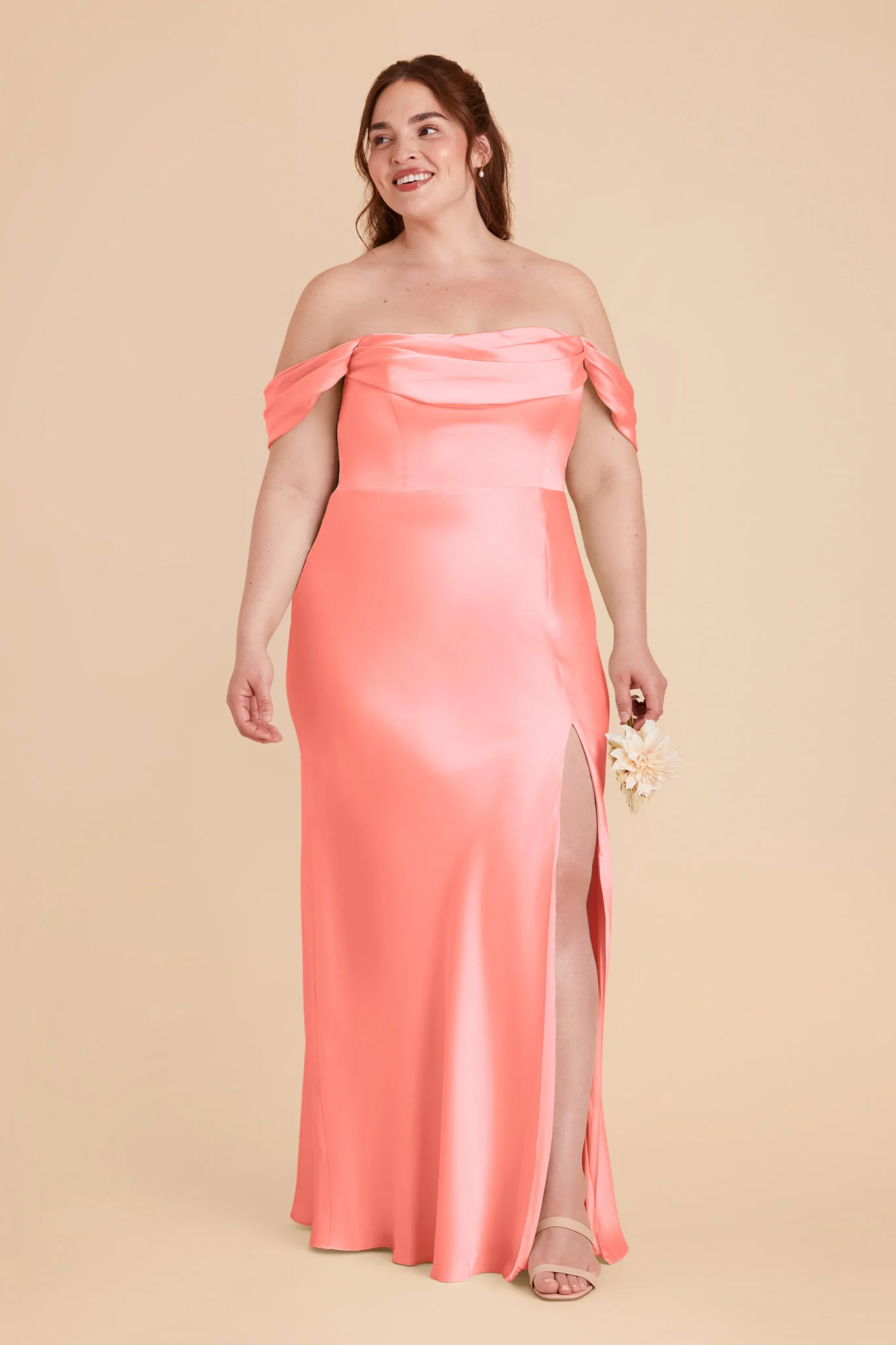 Mia Matte Satin Dress - Coral Pink - Image 10