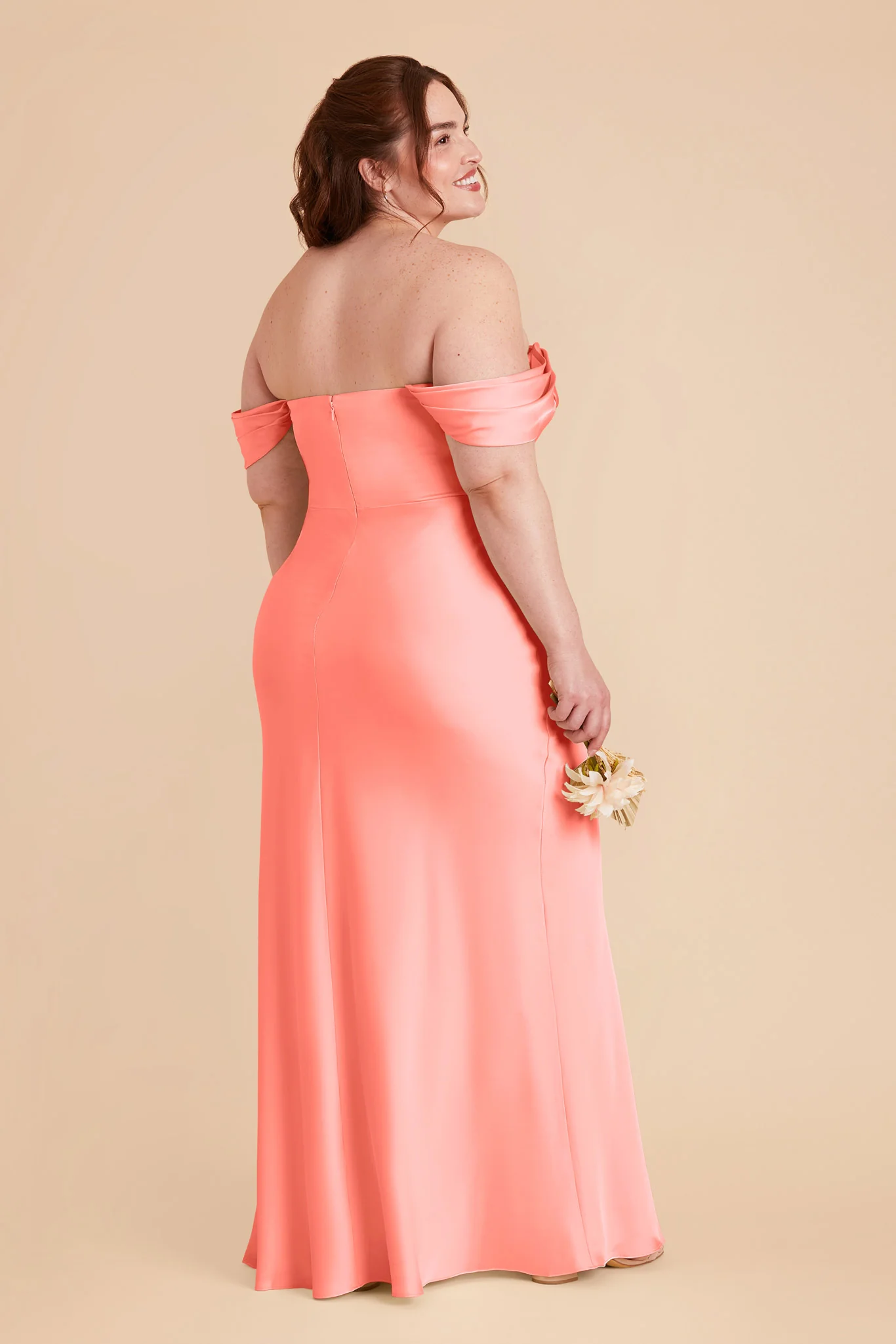 Mia Matte Satin Dress - Coral Pink - Image 12