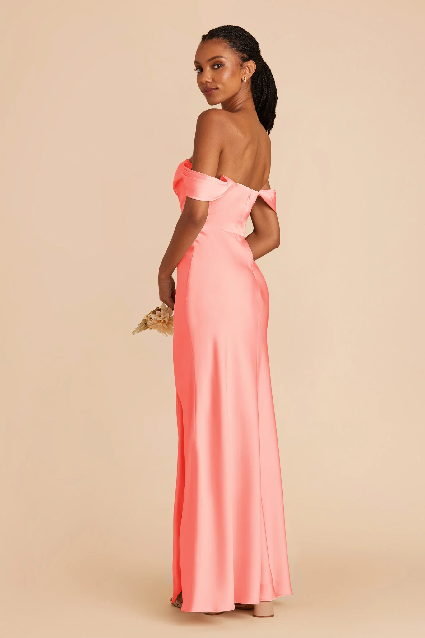 Mia Matte Satin Dress - Coral Pink - Image 7