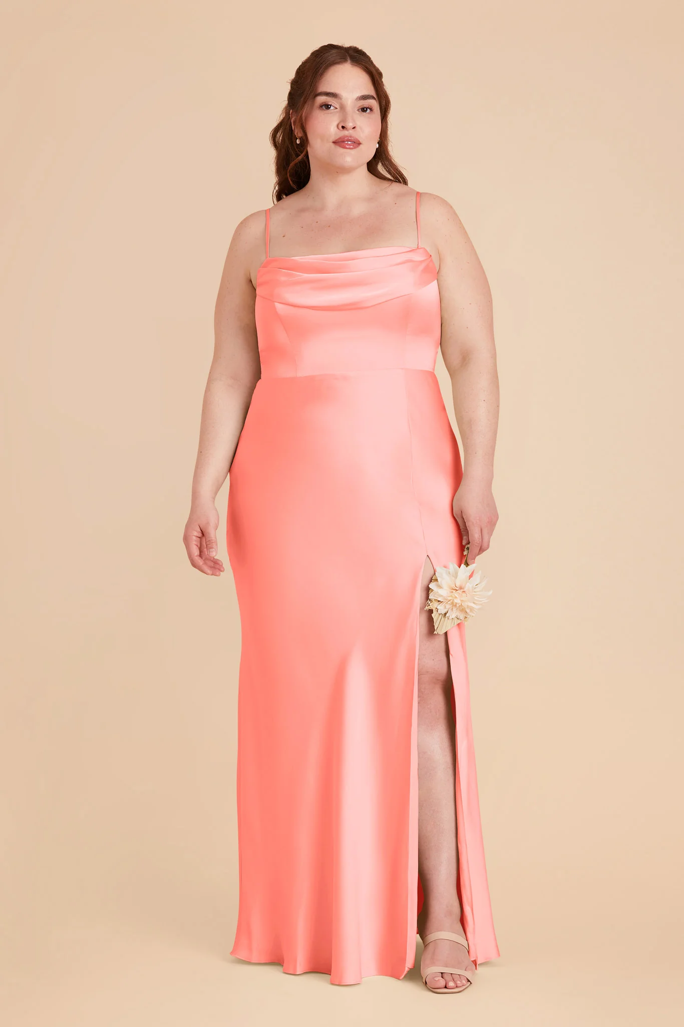 Mia Matte Satin Dress - Coral Pink - Image 9