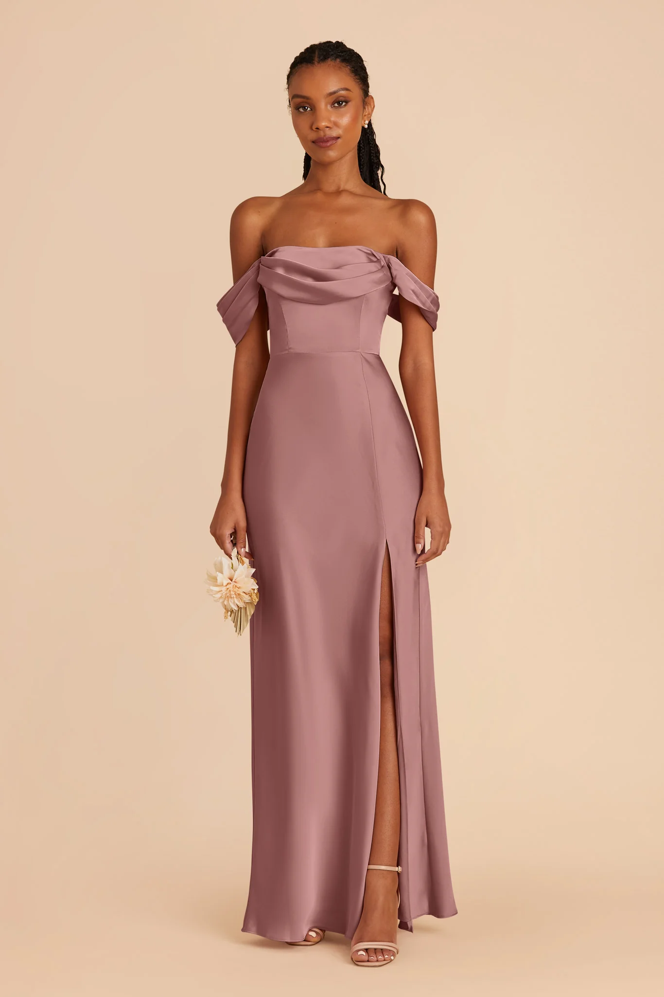 Mia Matte Satin Dress - Dark Mauve