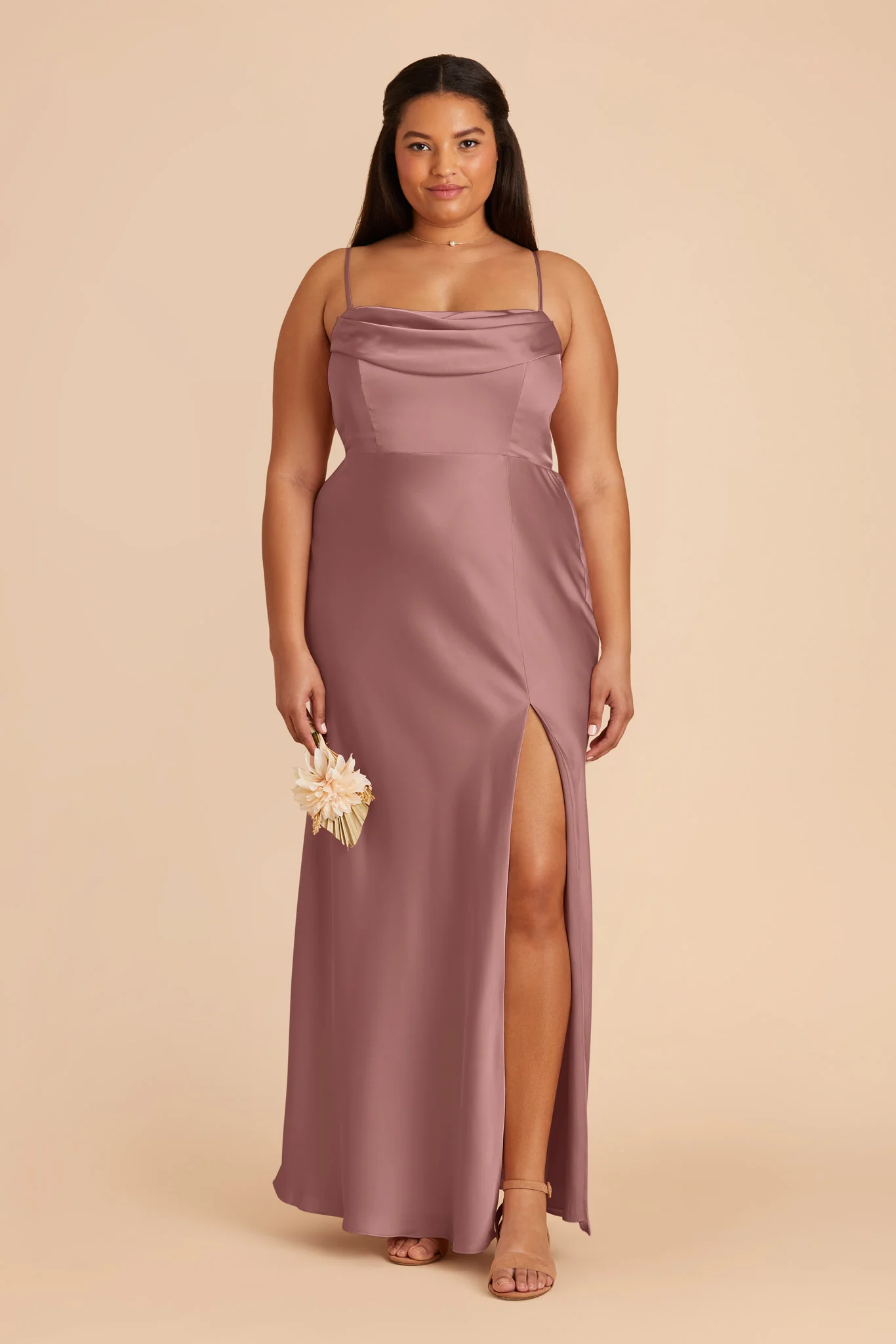 Mia Matte Satin Dress - Dark Mauve - Image 2