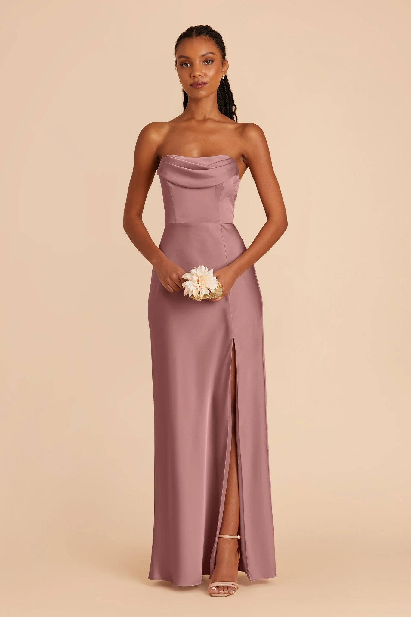 Mia Matte Satin Dress - Dark Mauve - Image 3