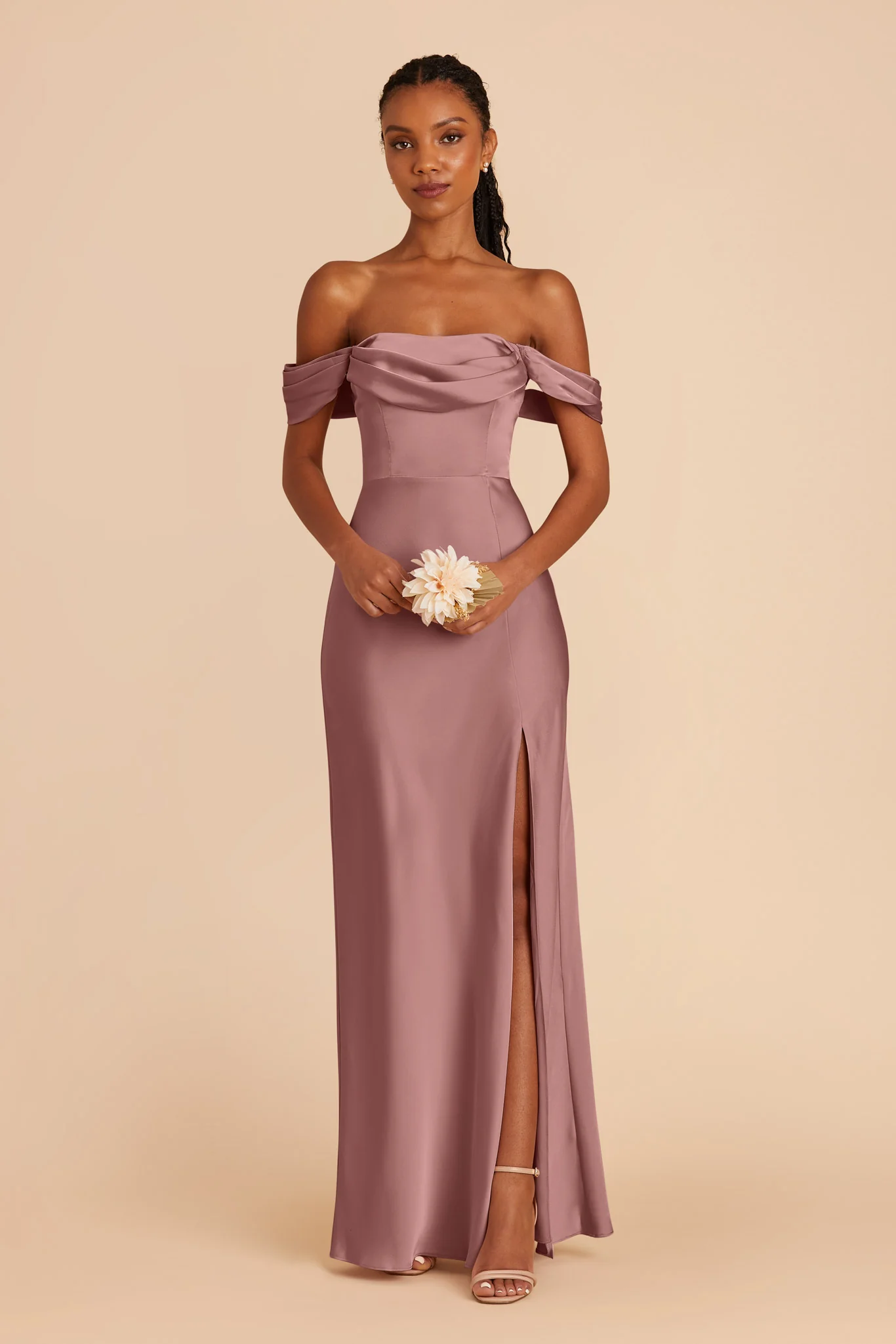 Mia Matte Satin Dress - Dark Mauve - Image 4