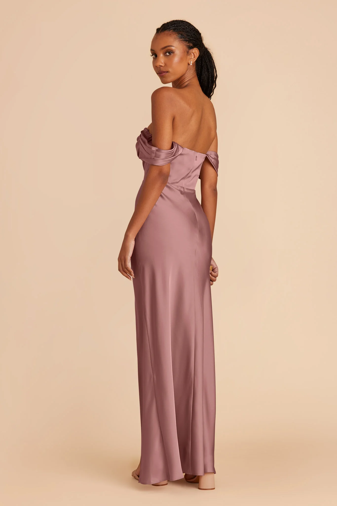 Mia Matte Satin Dress - Dark Mauve - Image 5