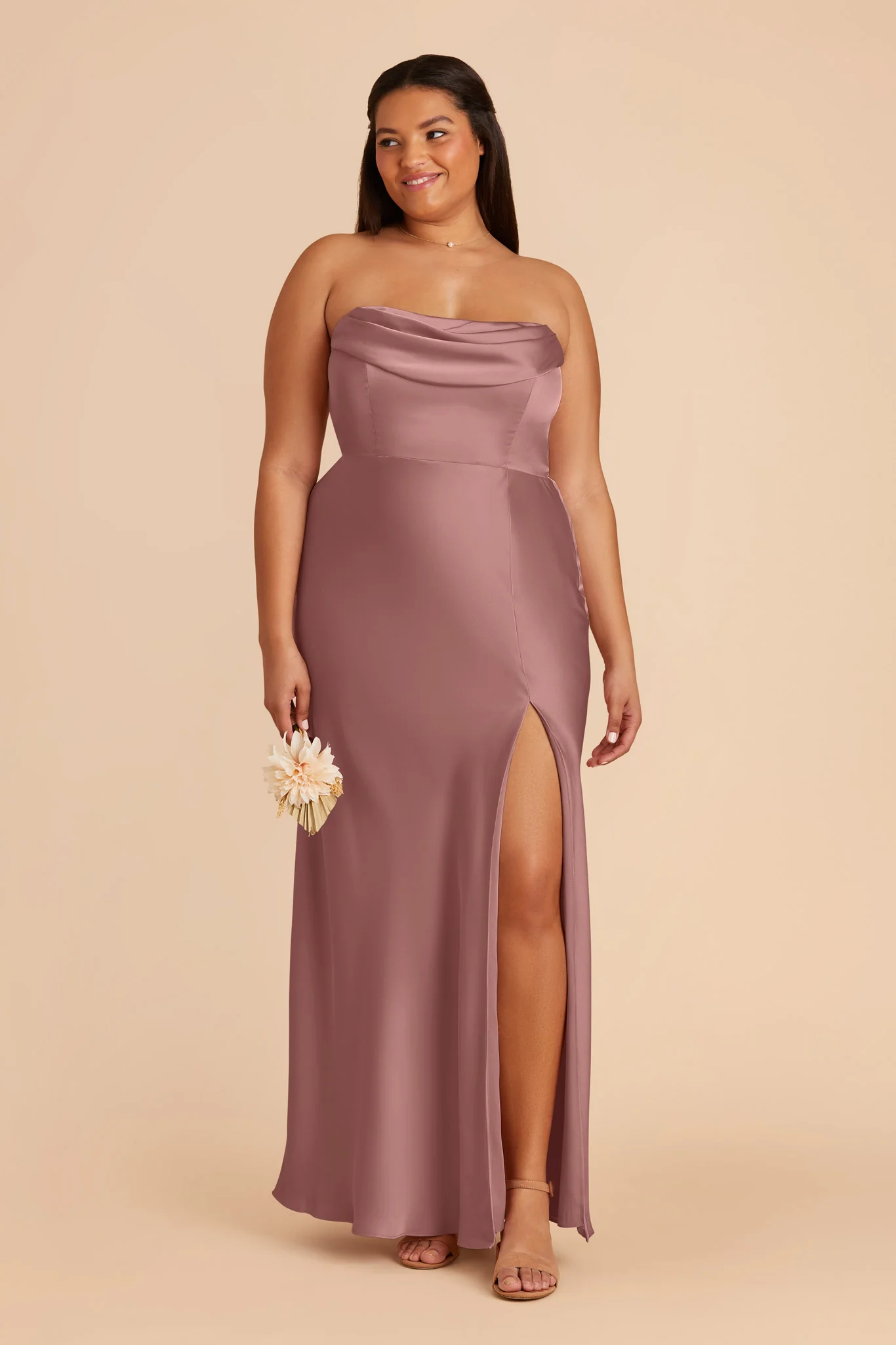 Mia Matte Satin Dress - Dark Mauve - Image 7