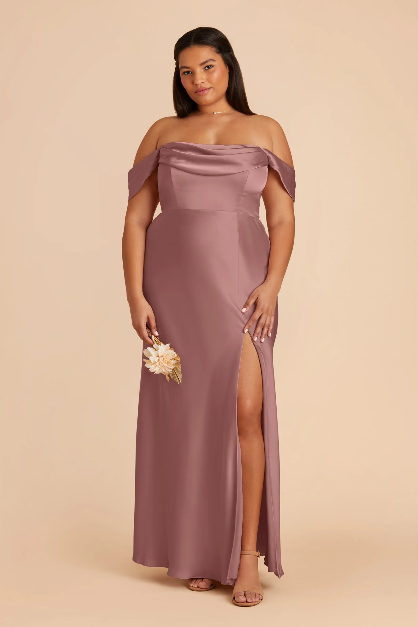 Mia Matte Satin Dress - Dark Mauve - Image 8