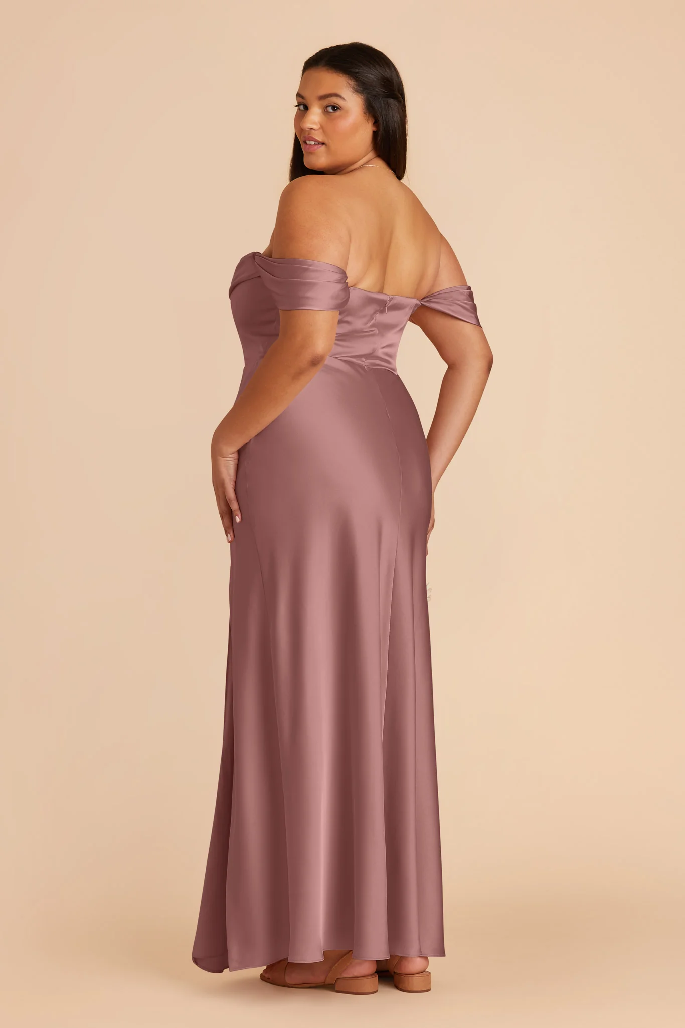 Mia Matte Satin Dress - Dark Mauve - Image 9