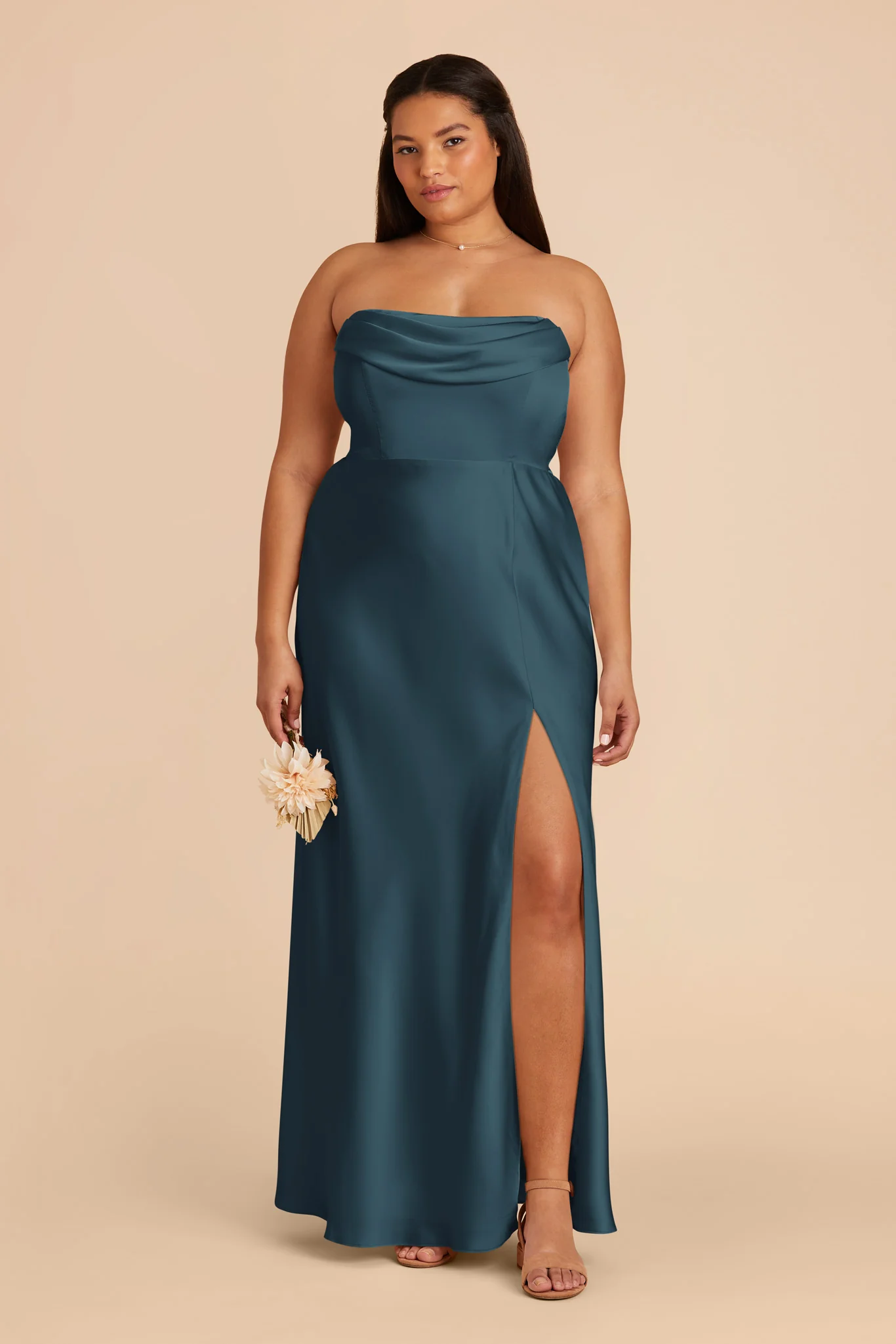 Mia Matte Satin Dress - Dark Teal - Image 10