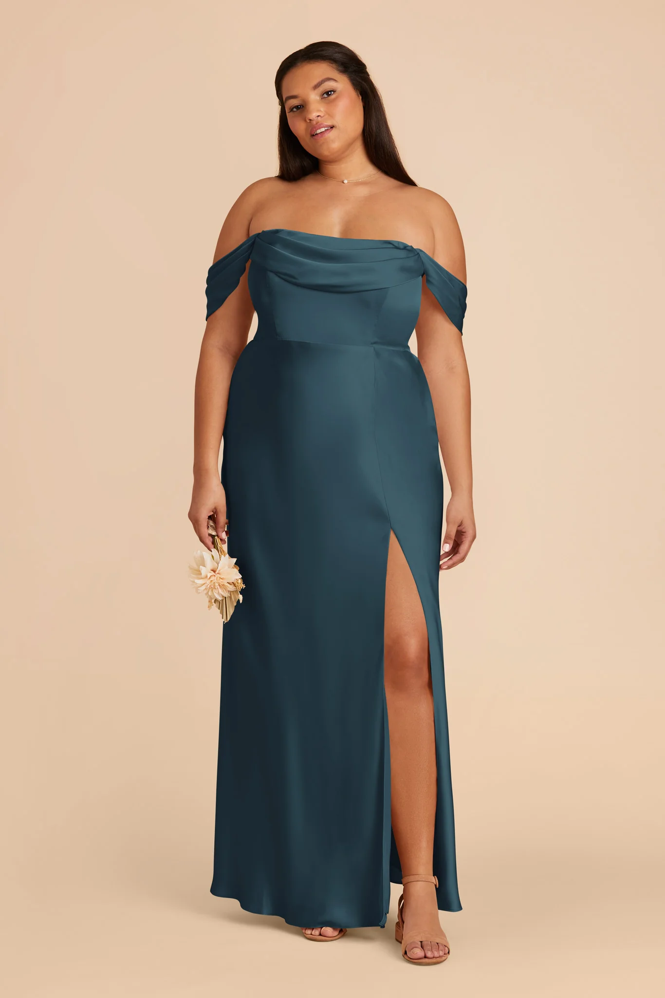Mia Matte Satin Dress - Dark Teal - Image 11