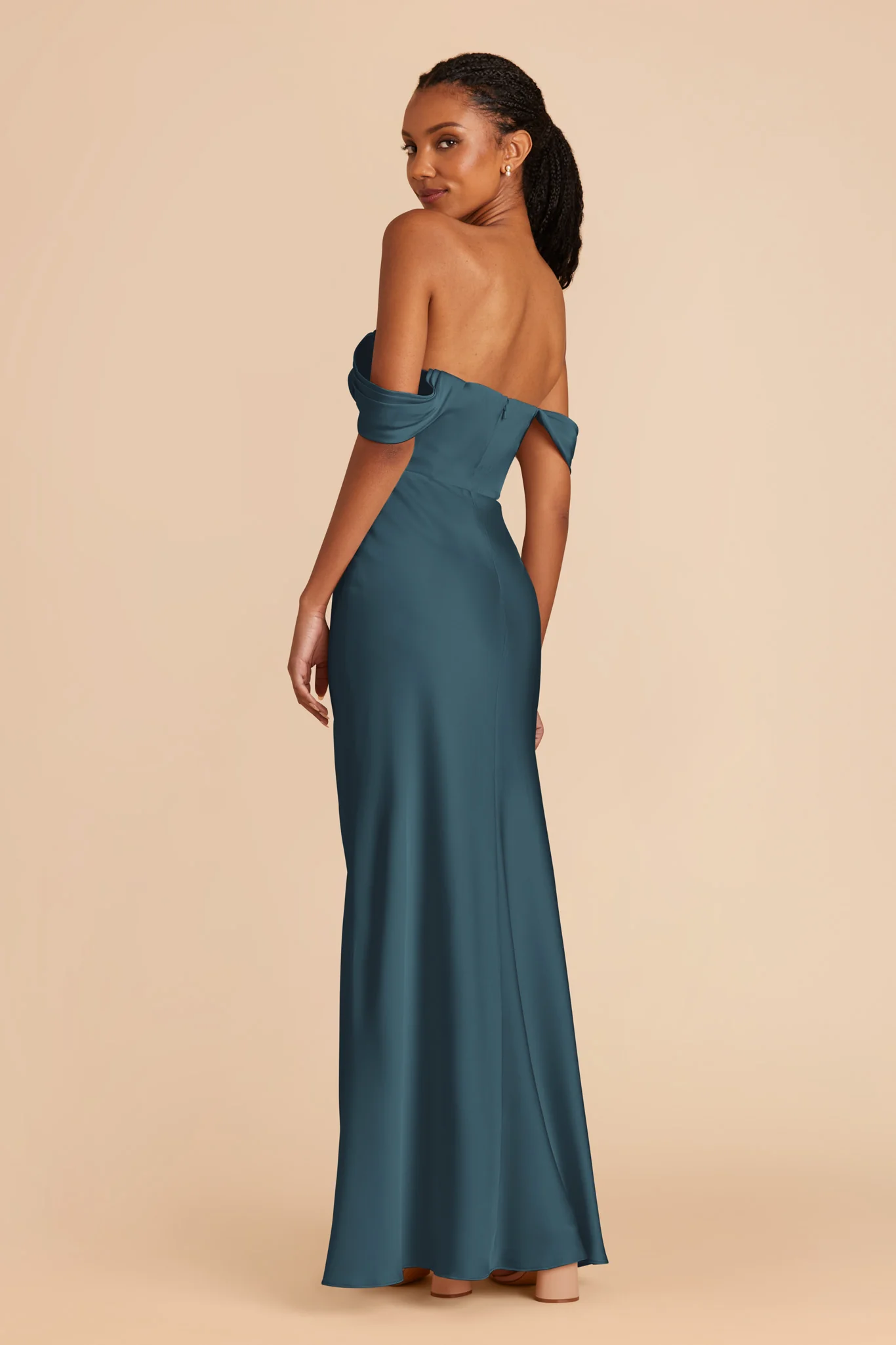 Mia Matte Satin Dress - Dark Teal - Image 7